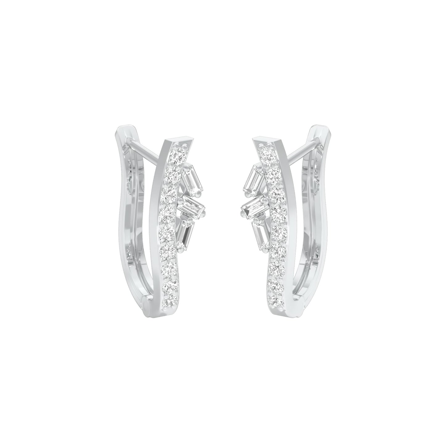 Precision Hoop Diamond Bali Earrings 18 KT / White Gold