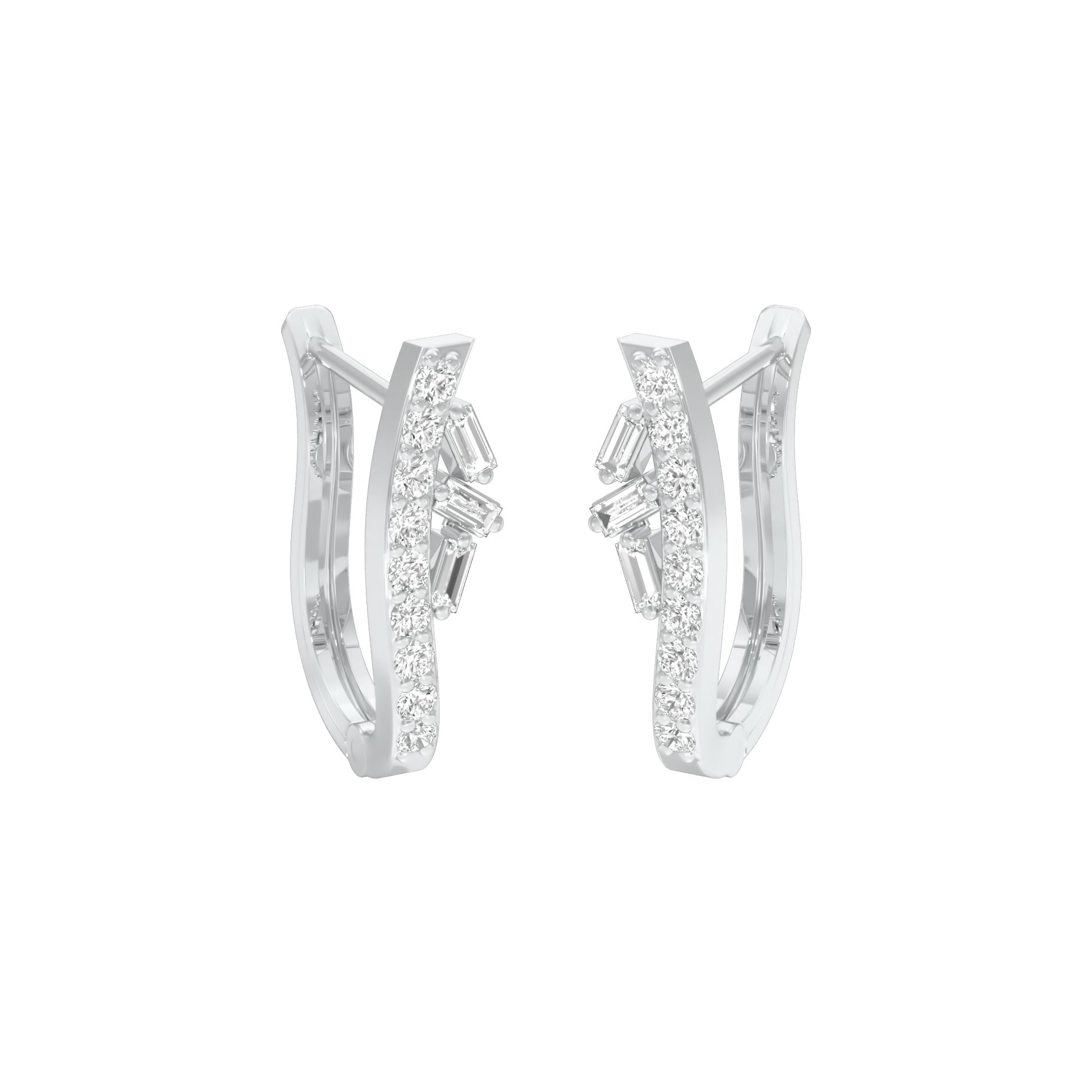 Precision Hoop Diamond Bali Earrings 18 KT / White Gold