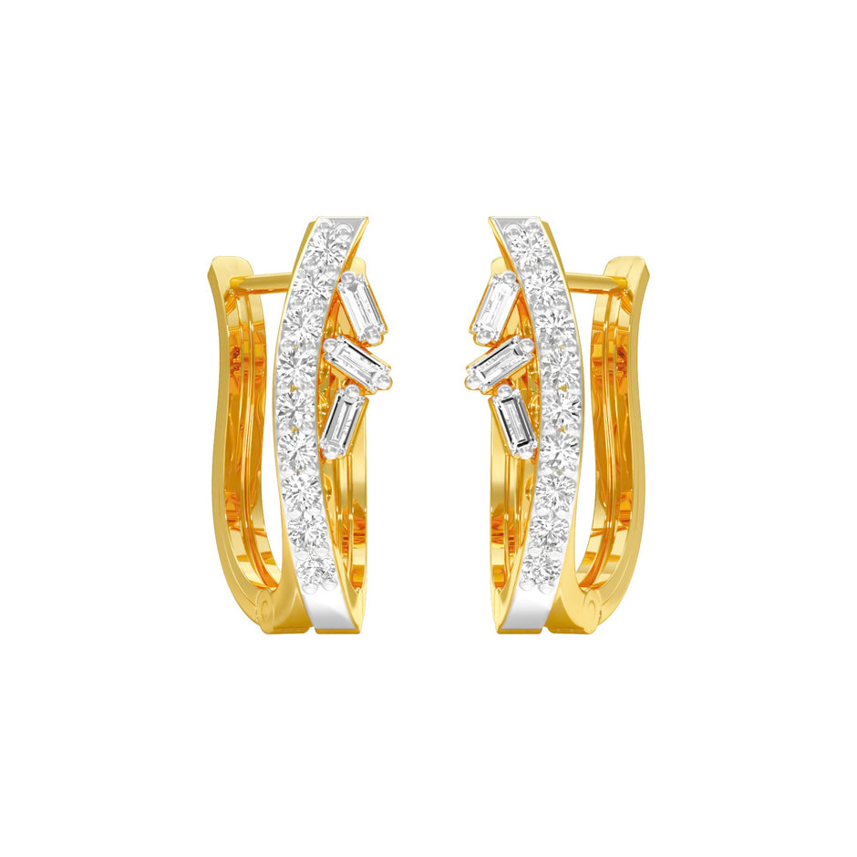 Precision Hoop Diamond Bali Earrings 18 KT / Yellow Gold
