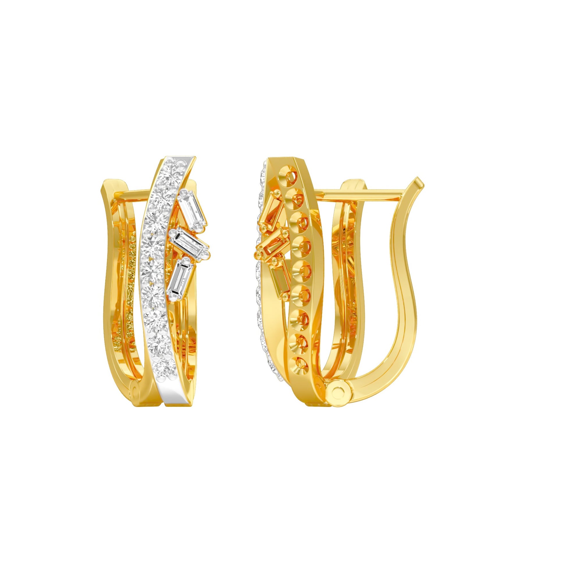 Precision Hoop Diamond Bali Earrings 18 KT / Yellow Gold