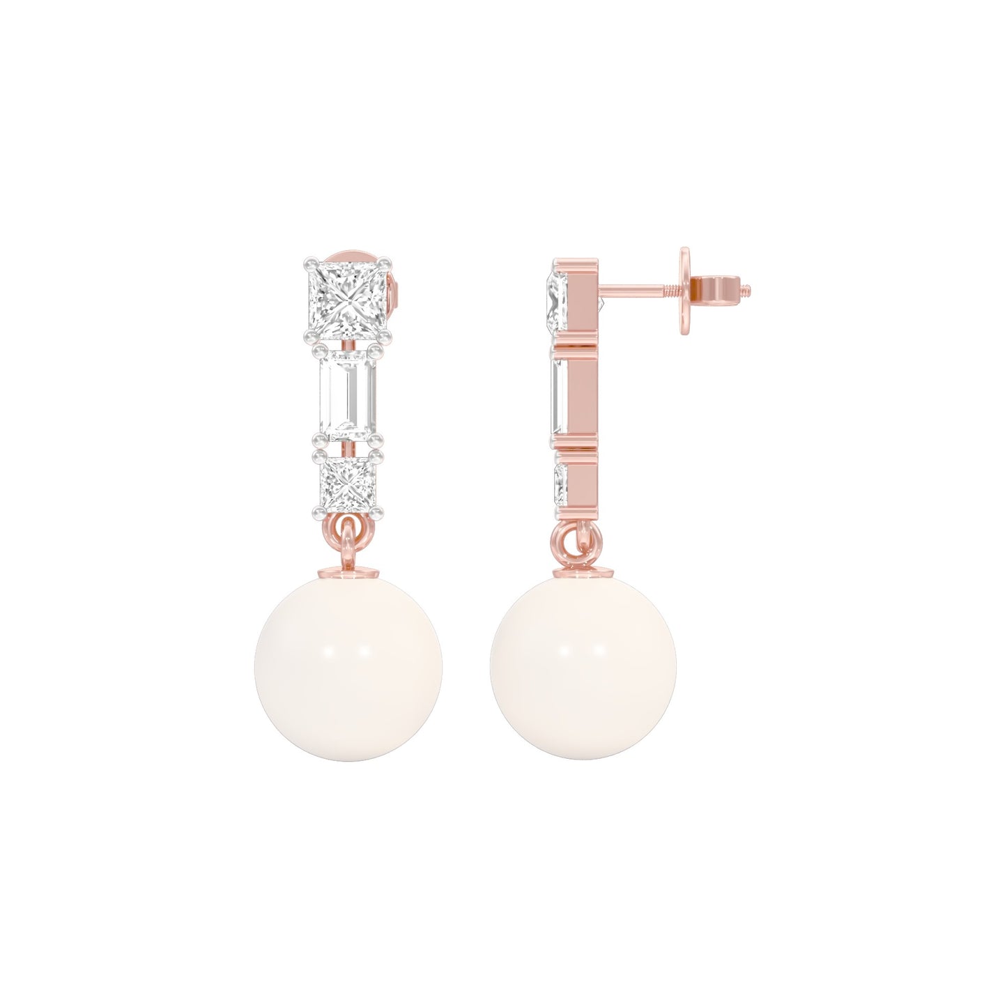 Classic Glowing Diamond Drop Earrings 18 KT / Rose Gold