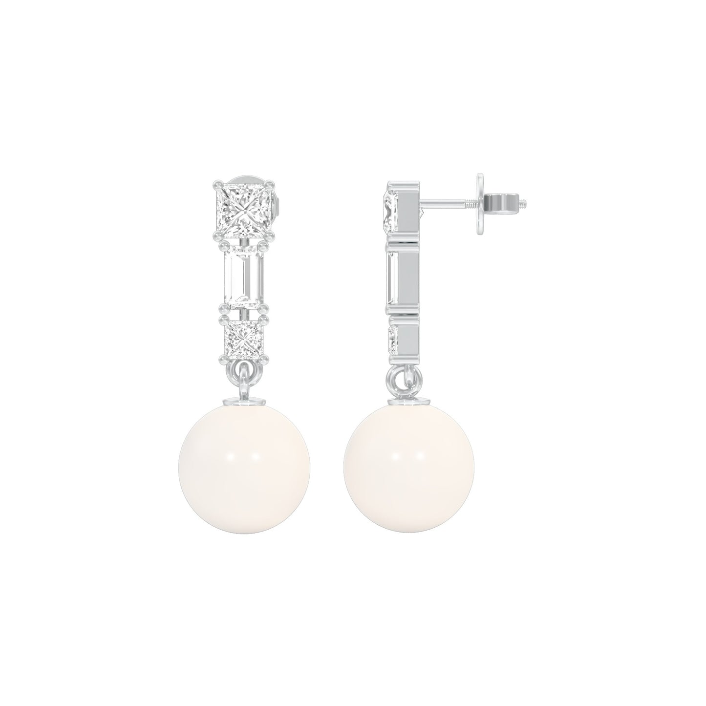 Classic Glowing Diamond Drop Earrings 18 KT / White Gold