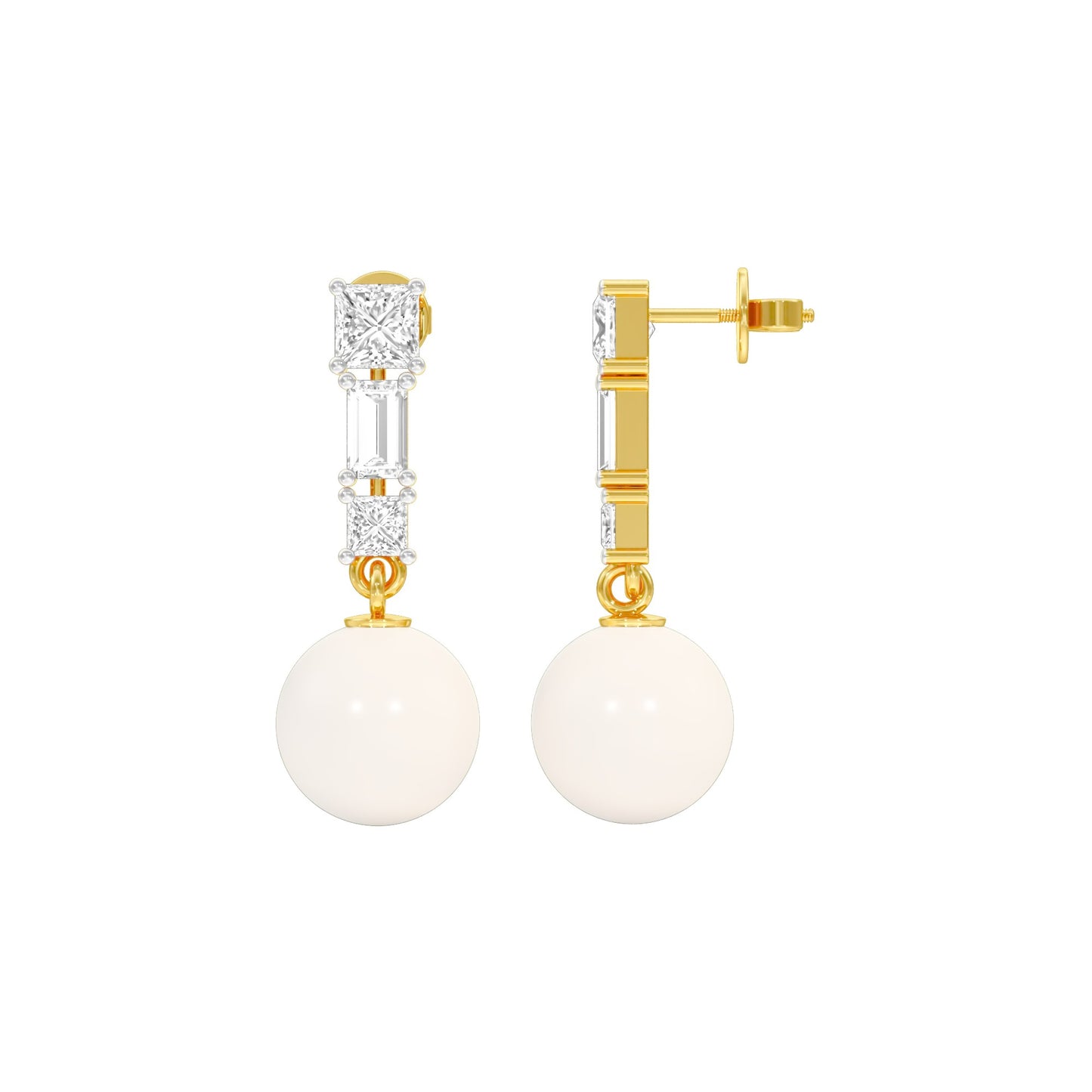 Classic Glowing Diamond Drop Earrings 18 KT / Yellow Gold