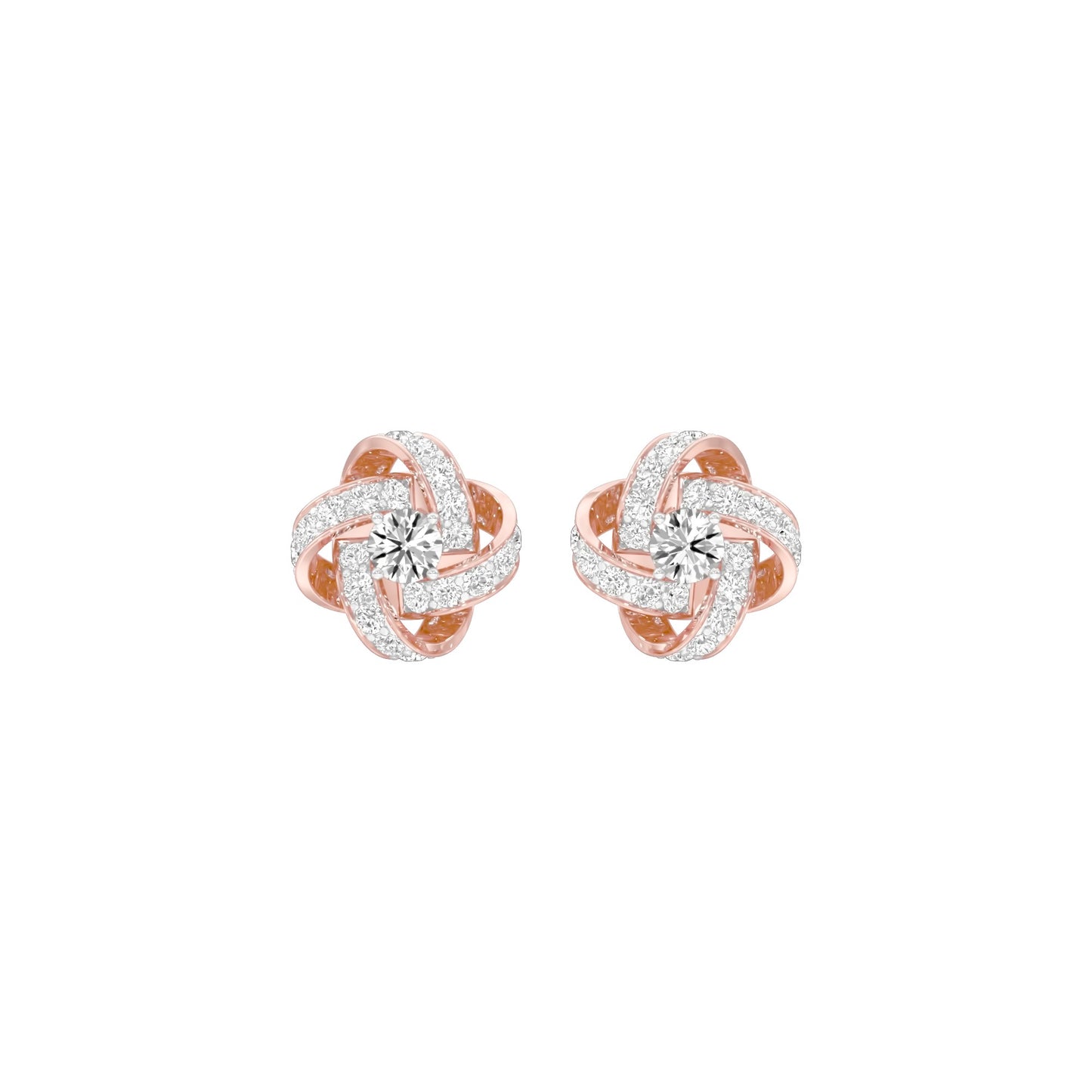 Untied Knots Diamond Stud Earrings 18 KT / Rose Gold