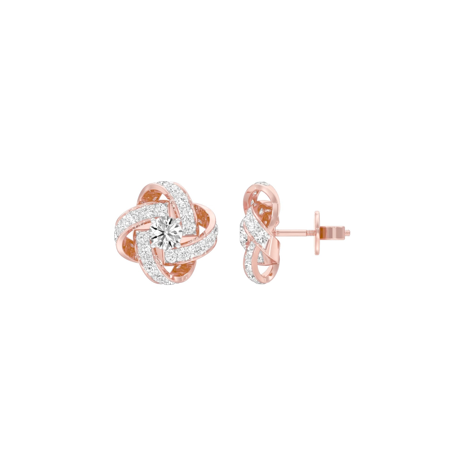 Untied Knots Diamond Stud Earrings 18 KT / Rose Gold