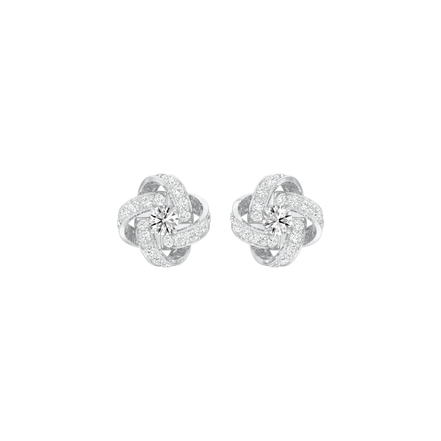 Untied Knots Diamond Stud Earrings 18 KT / White Gold