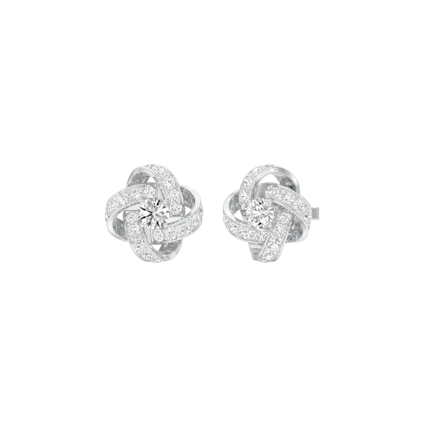 Untied Knots Diamond Stud Earrings 18 KT / White Gold