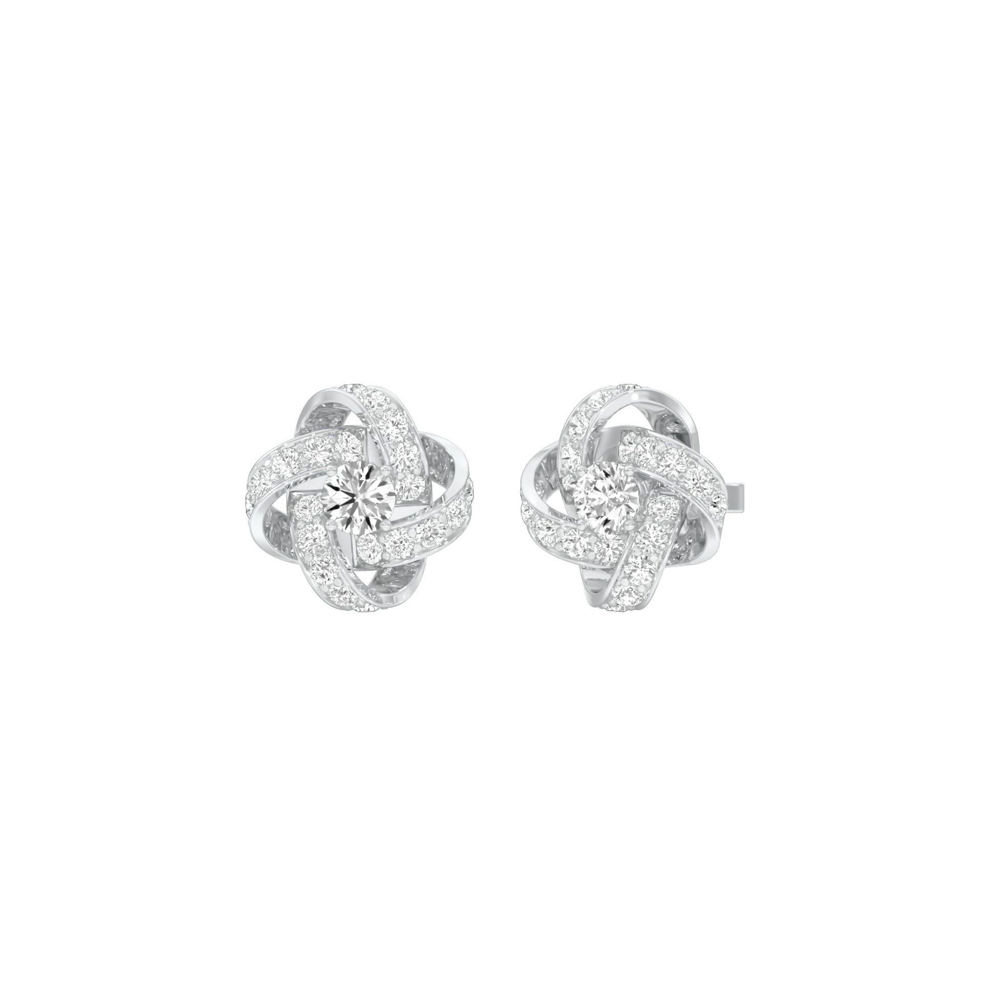 Untied Knots Diamond Stud Earrings 18 KT / White Gold
