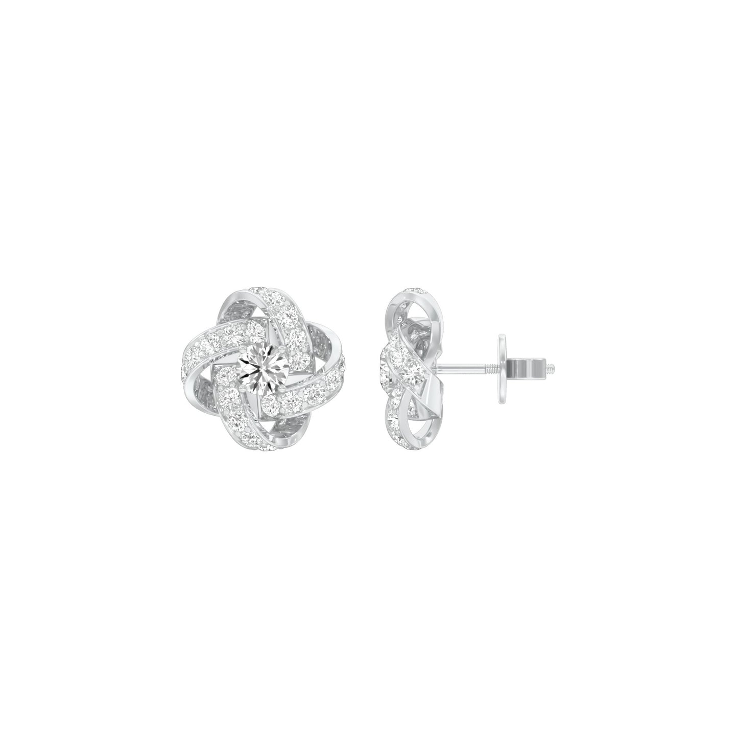 Untied Knots Diamond Stud Earrings 18 KT / White Gold