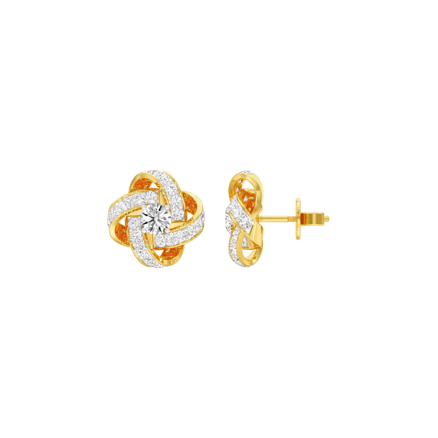 Untied Knots Diamond Stud Earrings 18 KT / Yellow Gold