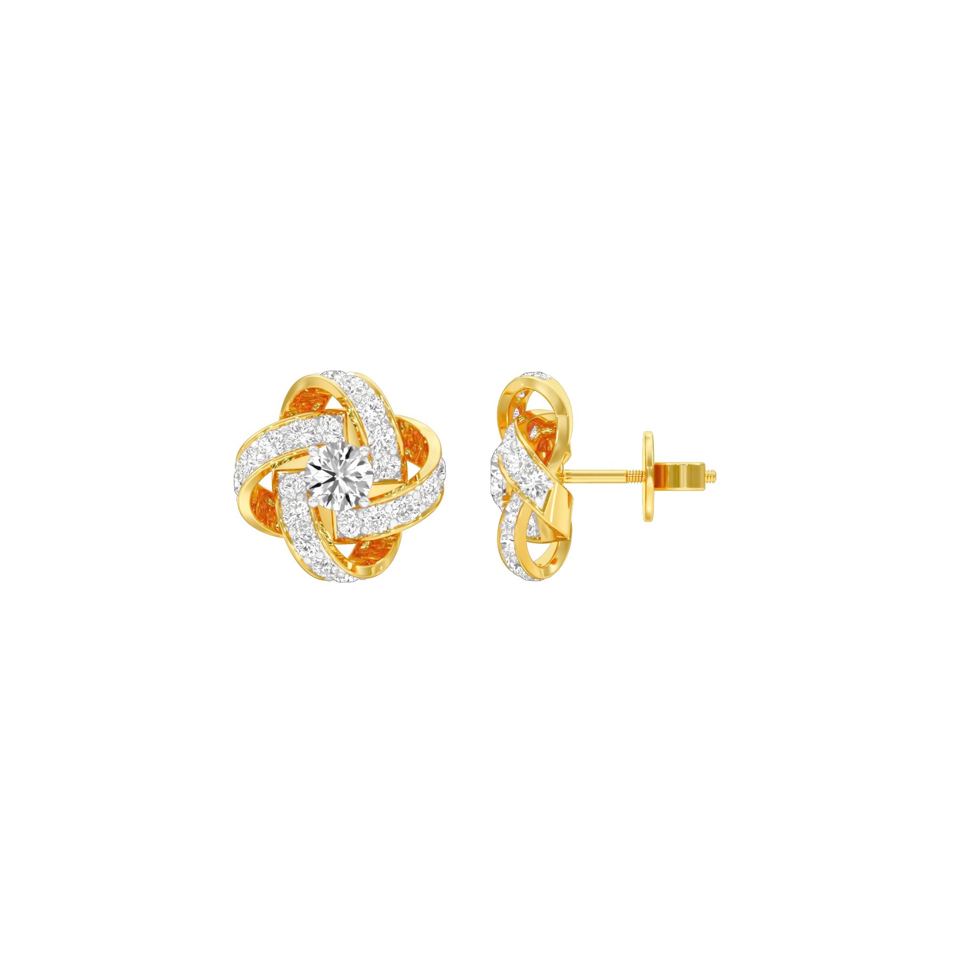Untied Knots Diamond Stud Earrings 18 KT / Yellow Gold