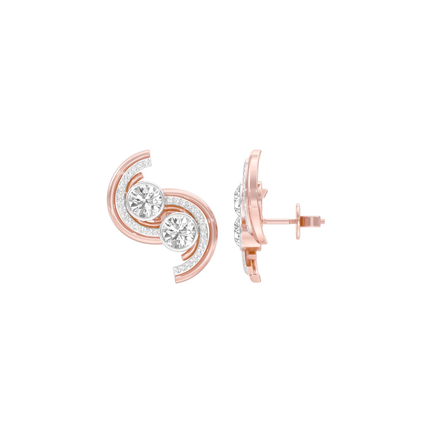 Spinlight Diamond Stud Earrings 18 KT / Rose Gold