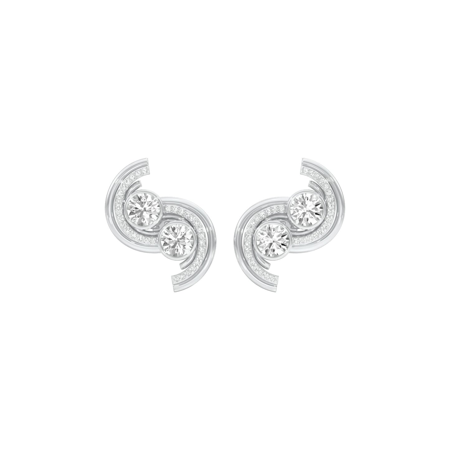 Spinlight Diamond Stud Earrings 18 KT / White Gold