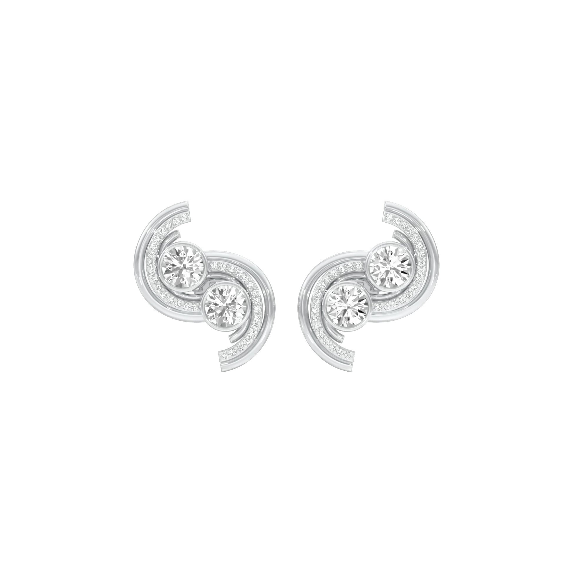 Spinlight Diamond Stud Earrings 18 KT / White Gold