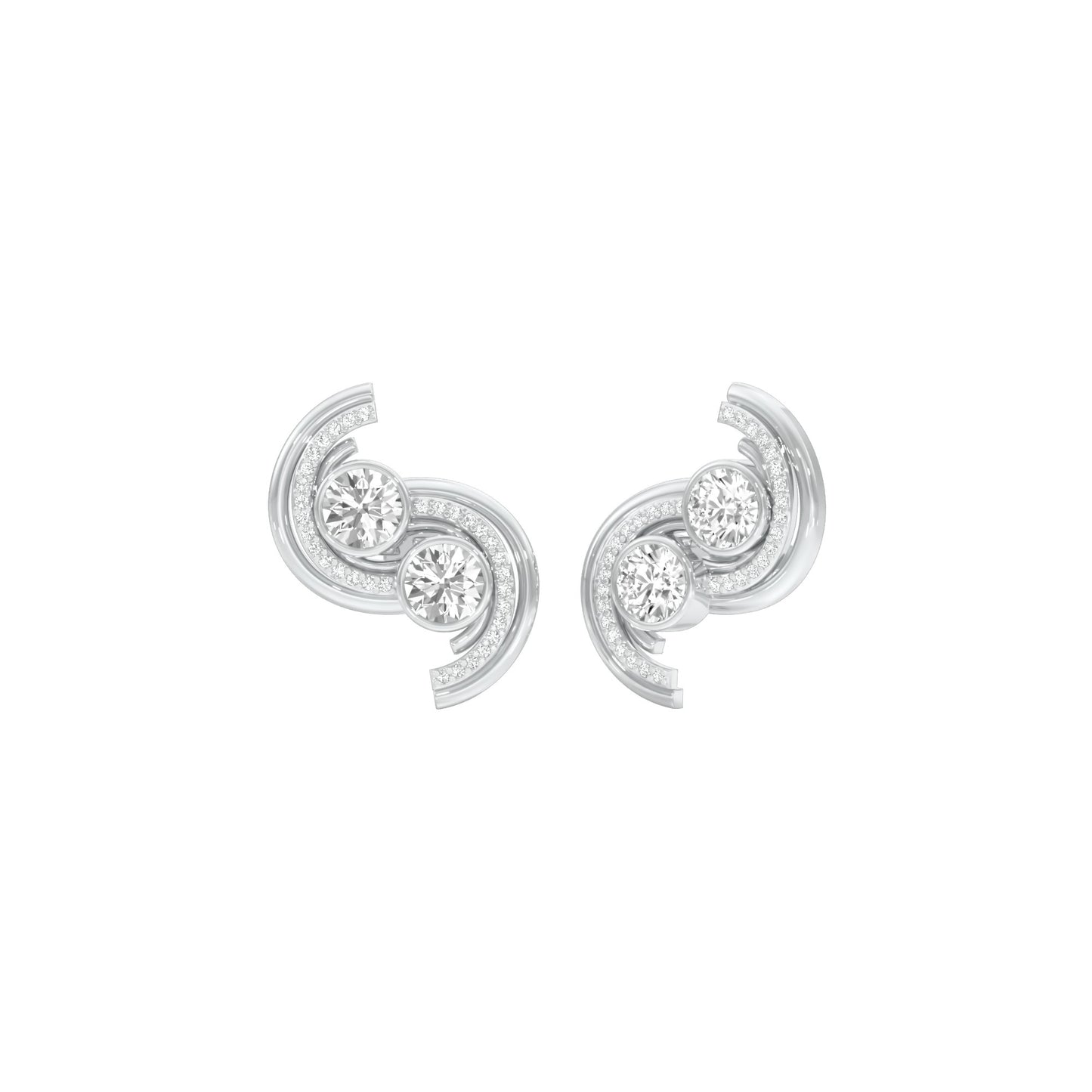 Spinlight Diamond Stud Earrings 18 KT / White Gold