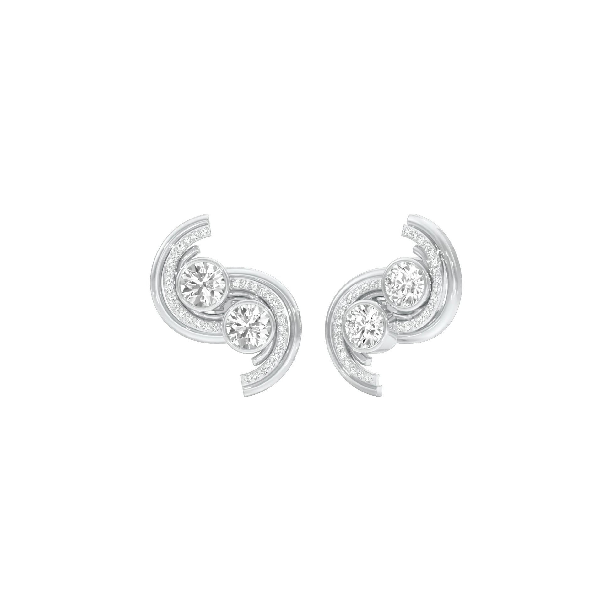 Spinlight Diamond Stud Earrings 18 KT / White Gold
