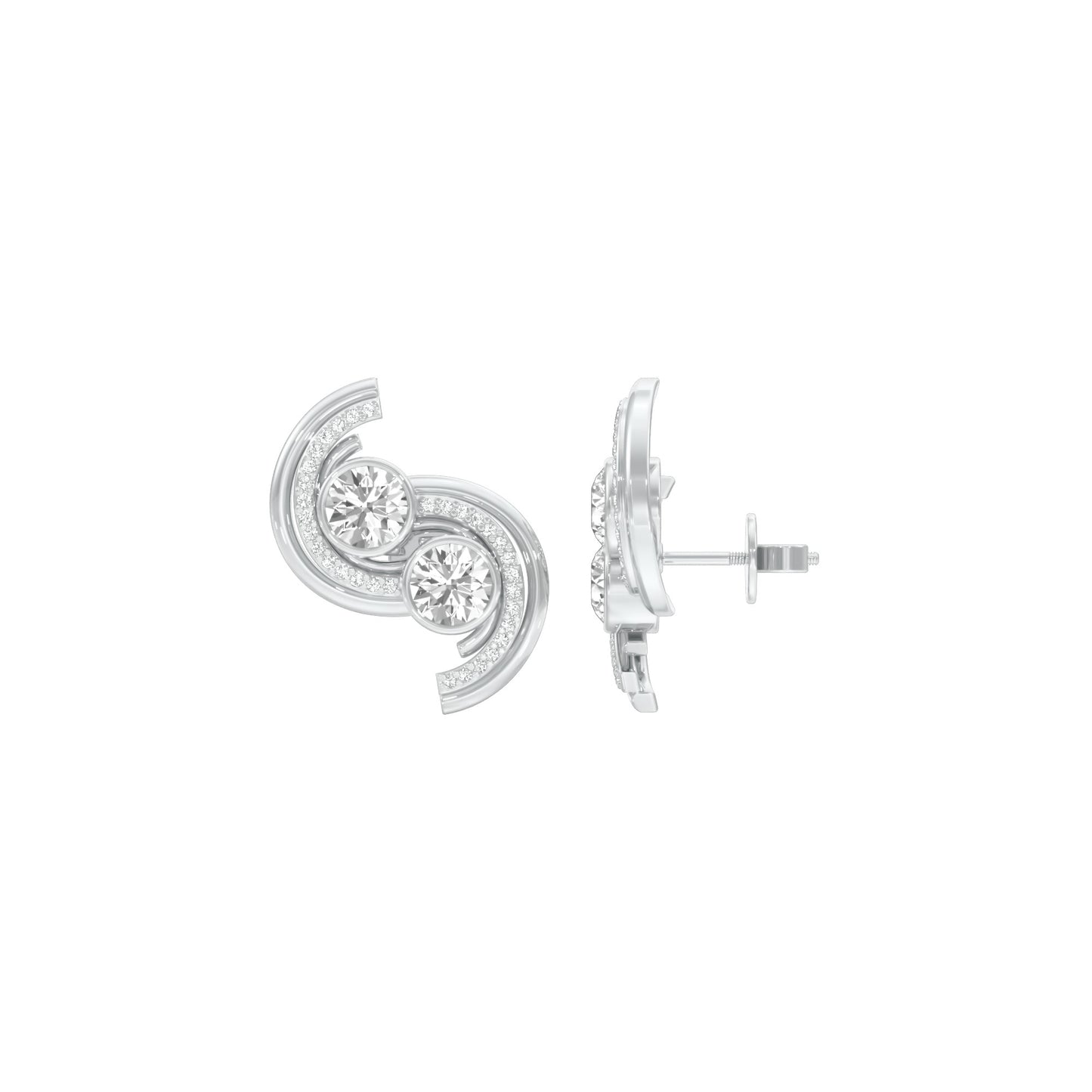 Spinlight Diamond Stud Earrings 18 KT / White Gold