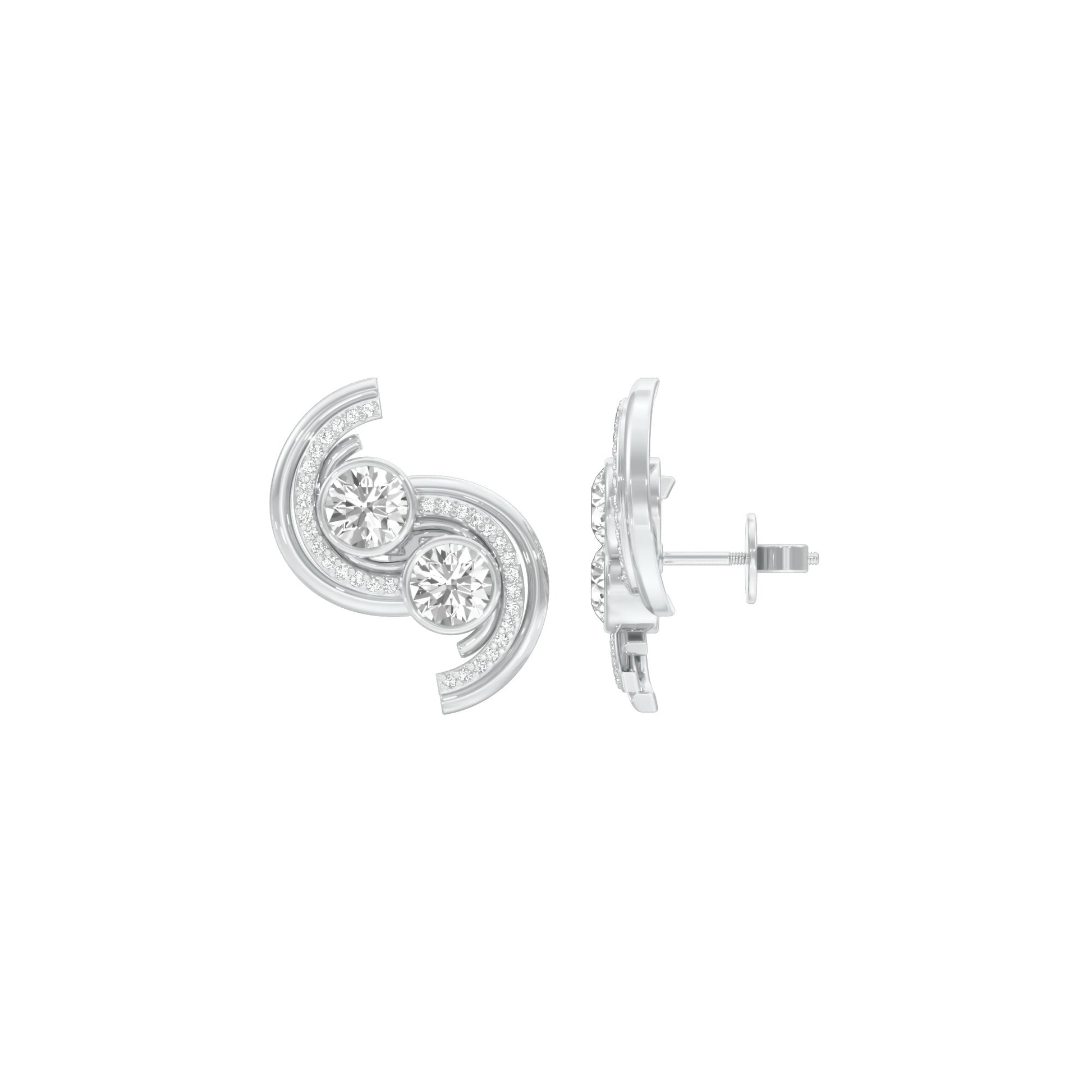 Spinlight Diamond Stud Earrings 18 KT / White Gold