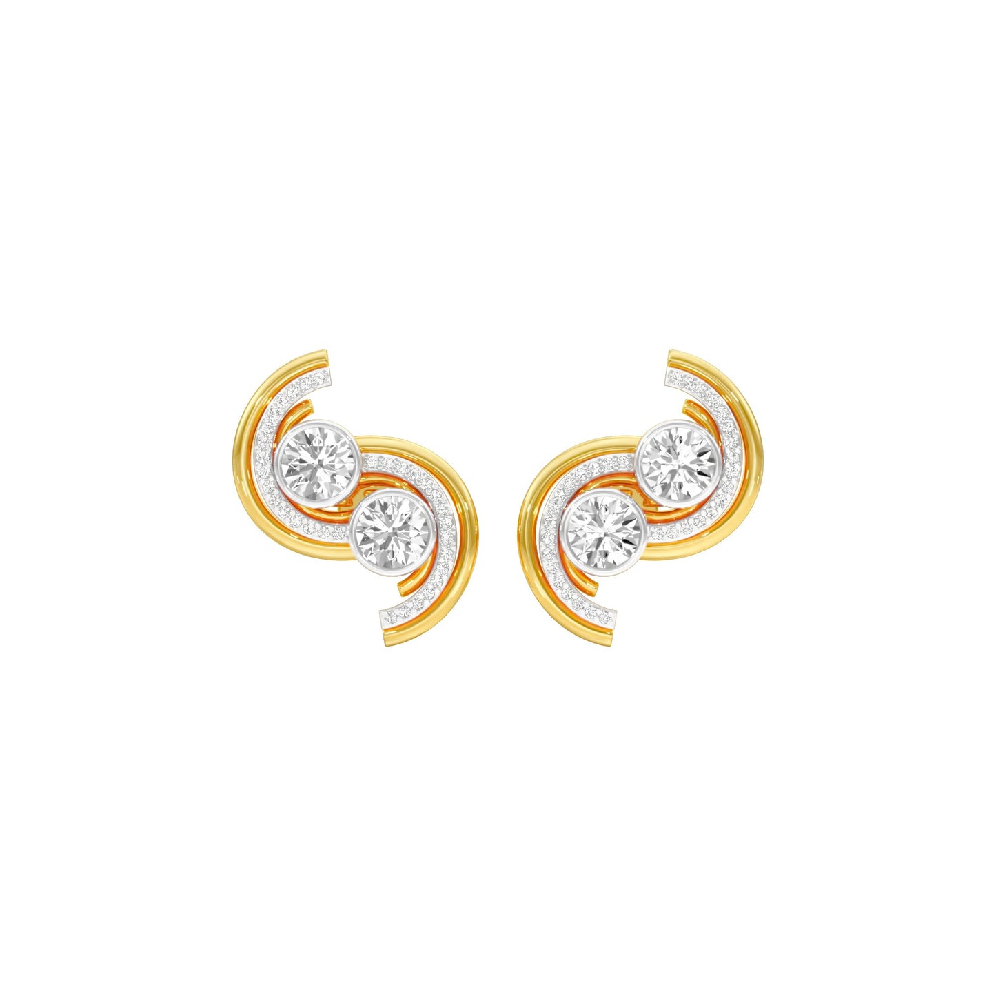 Spinlight Diamond Stud Earrings 18 KT / Yellow Gold
