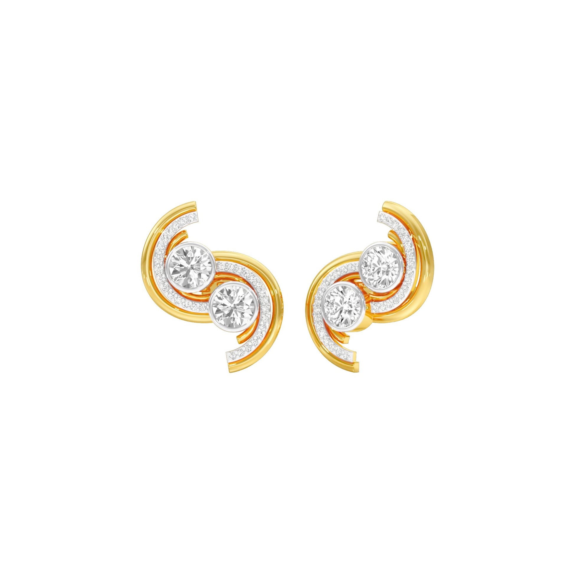 Spinlight Diamond Stud Earrings 18 KT / Yellow Gold