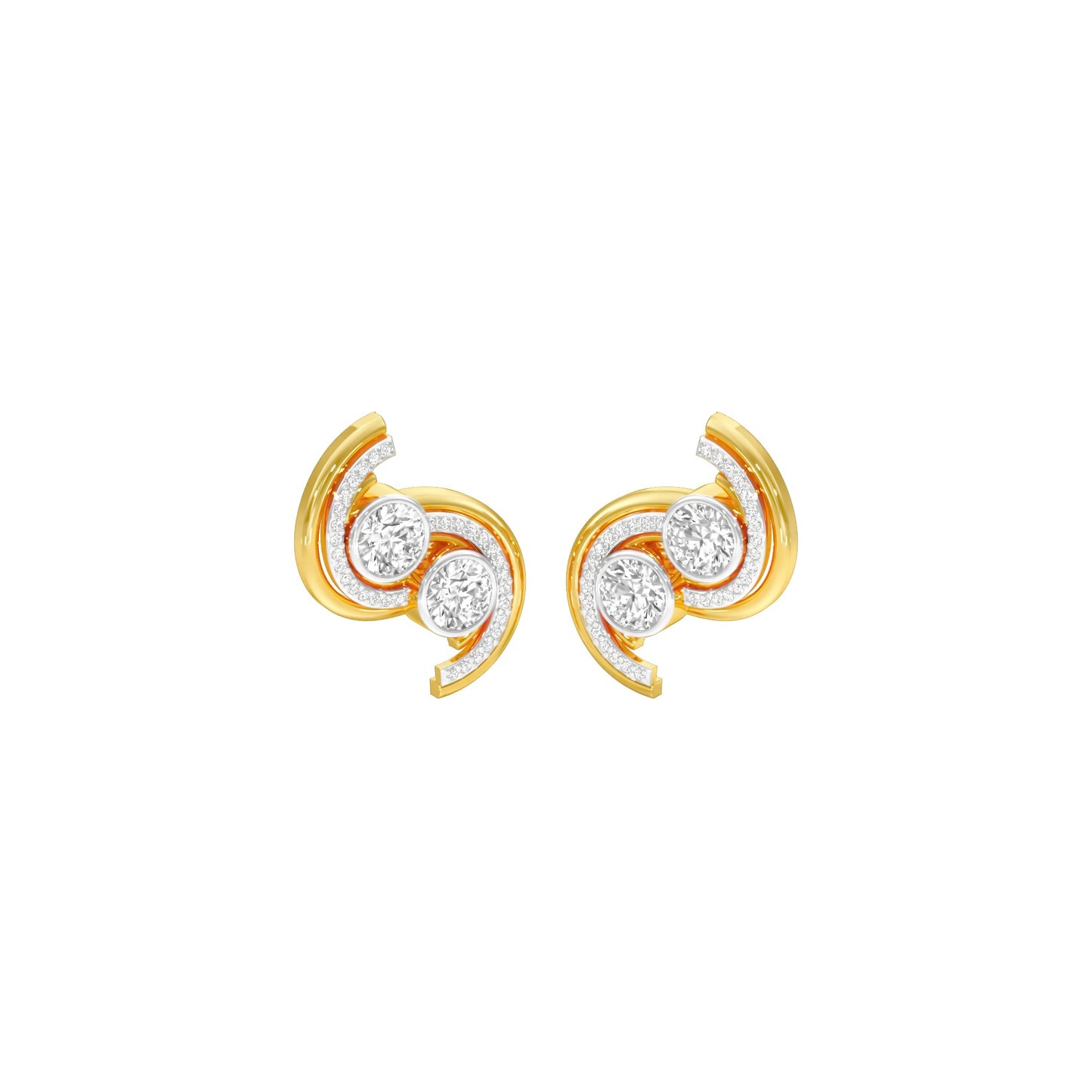 Spinlight Diamond Stud Earrings 18 KT / Yellow Gold