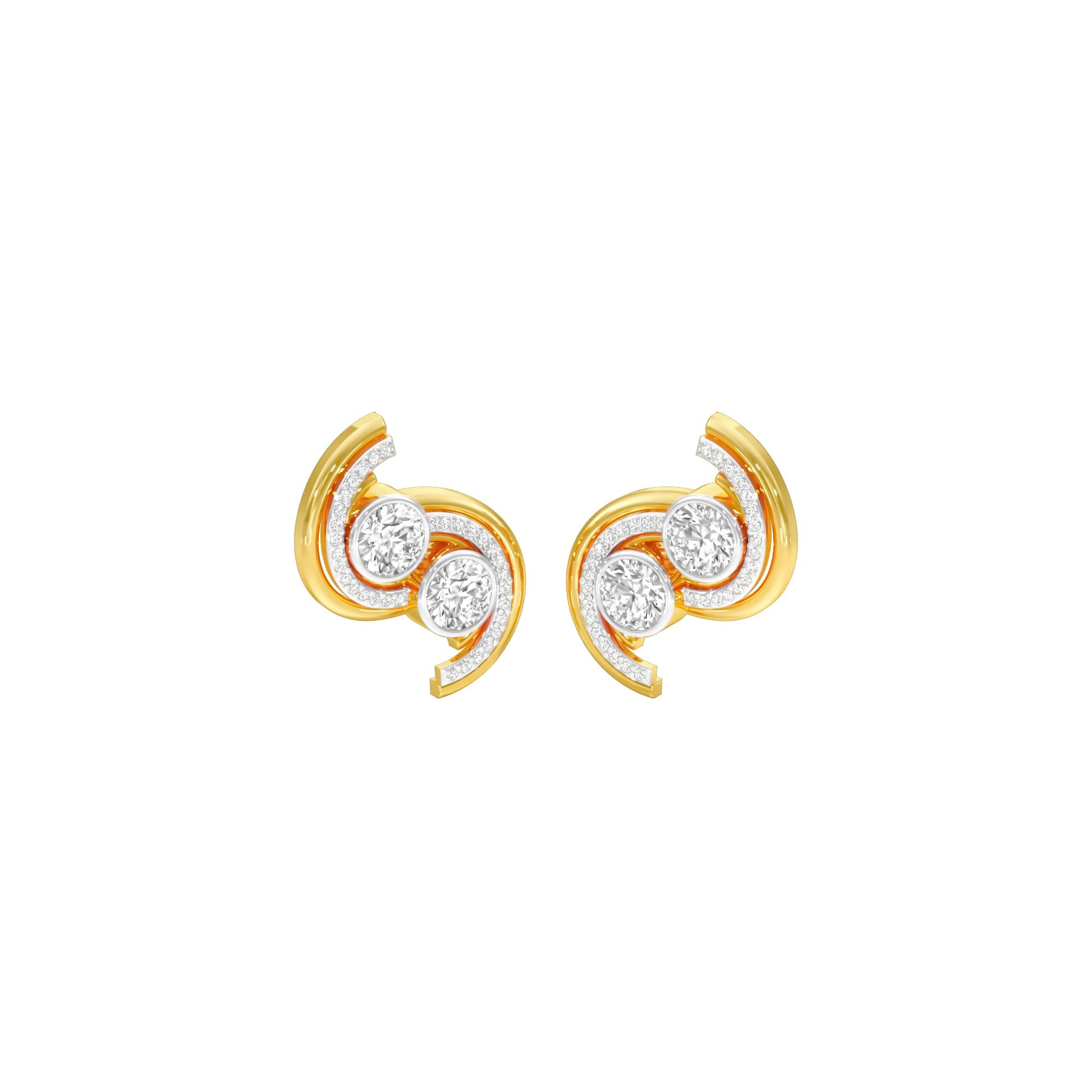 Spinlight Diamond Stud Earrings 18 KT / Yellow Gold