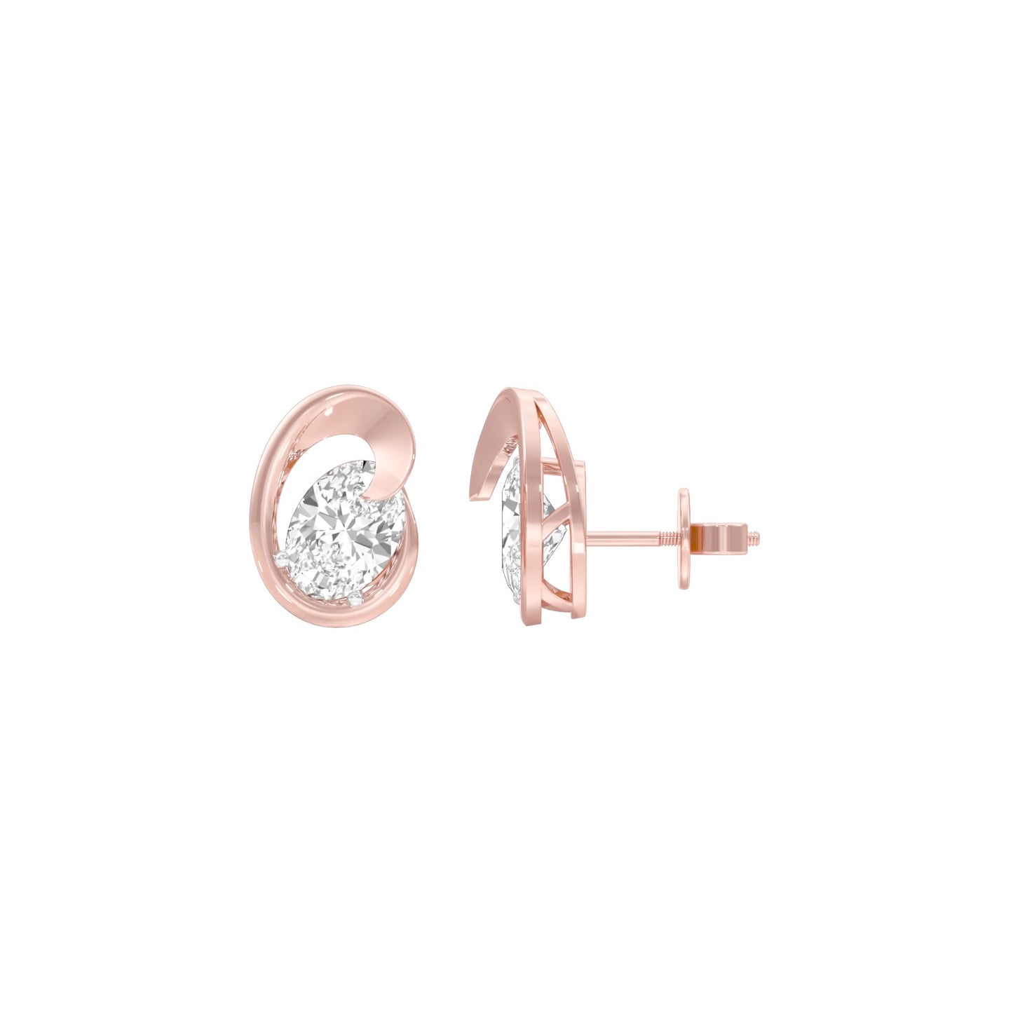 Twinkling Orbs Diamond Stud Earrings 18 KT / Rose Gold