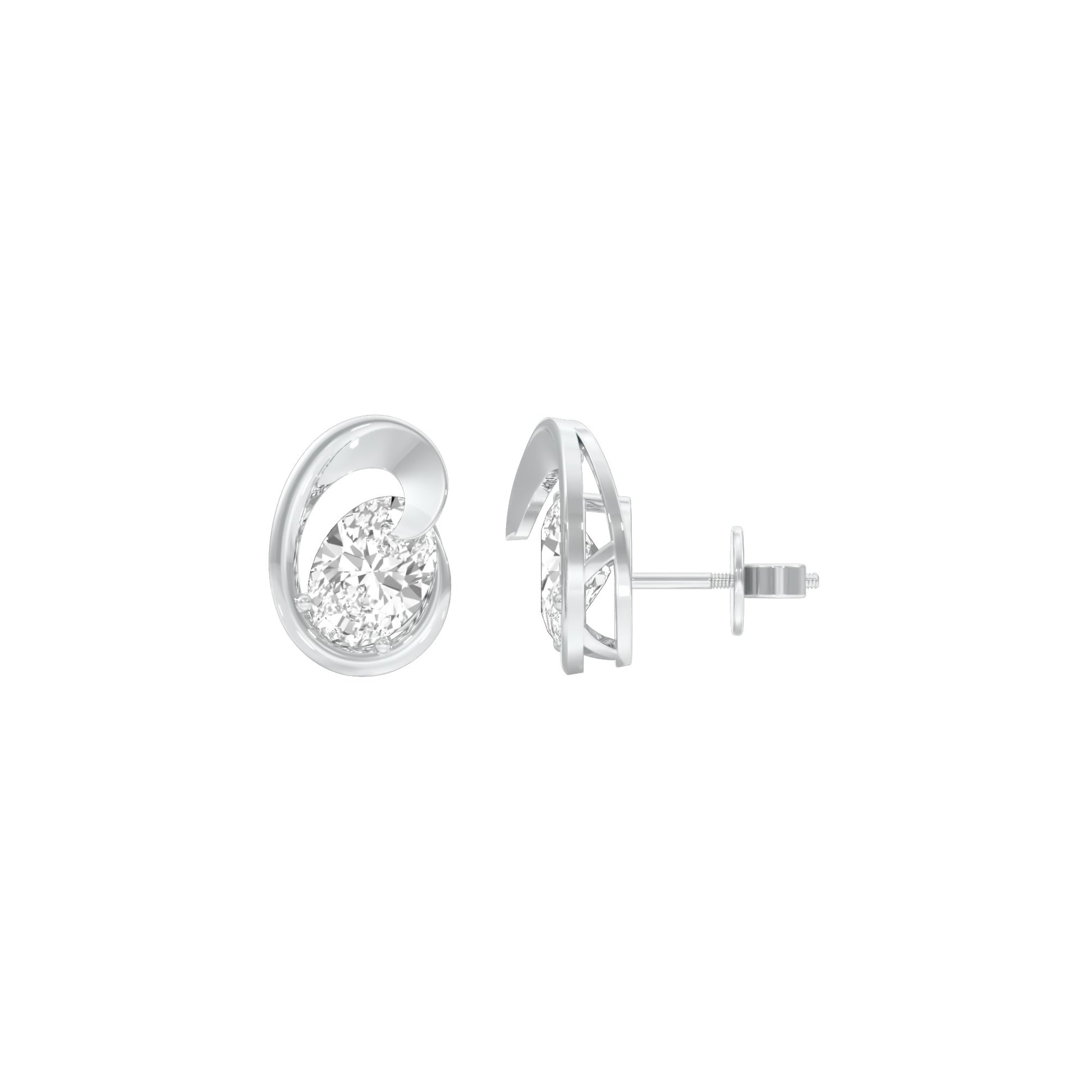 Twinkling Orbs Diamond Stud Earrings 18 KT / White Gold