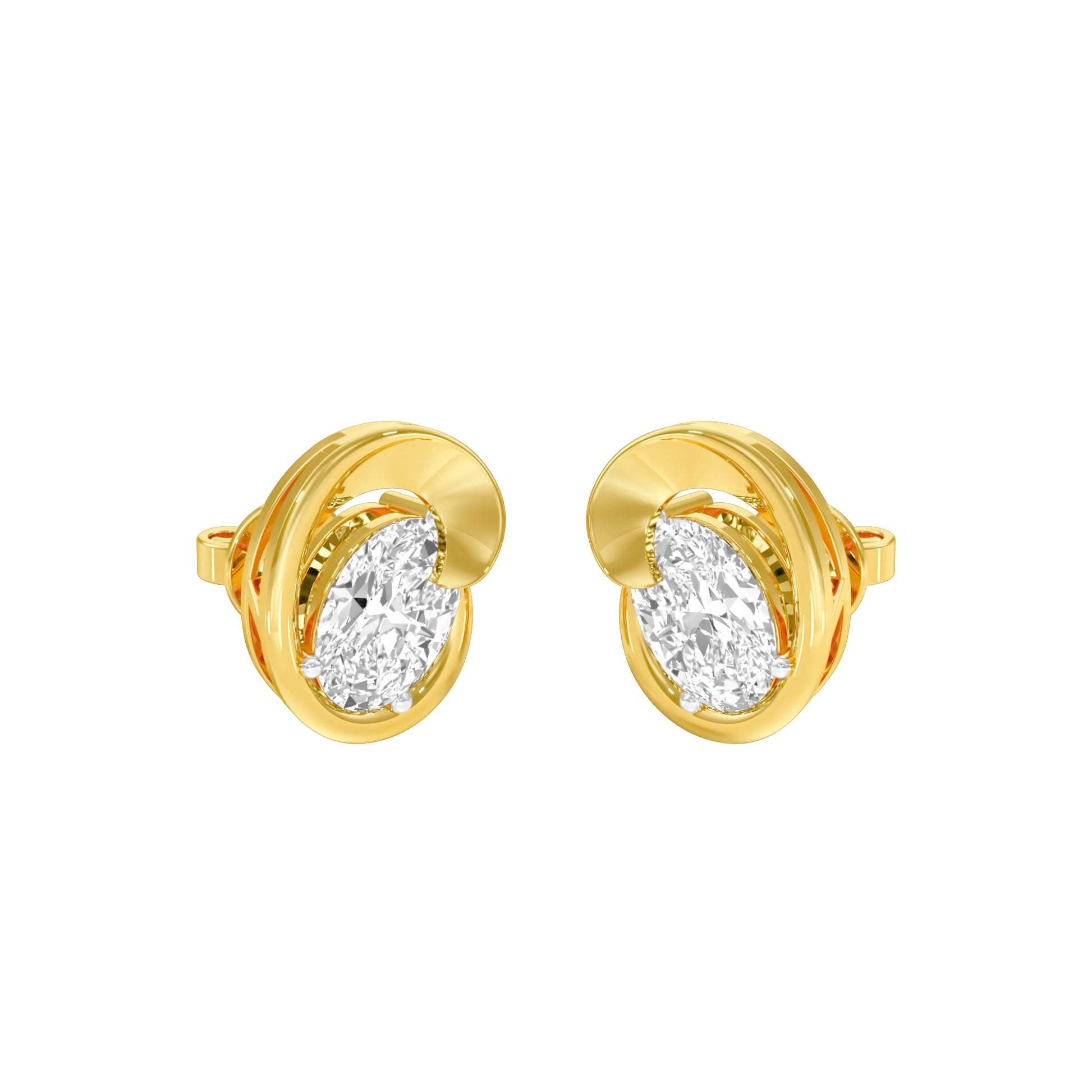 Twinkling Orbs Diamond Stud Earrings 18 KT / Yellow Gold