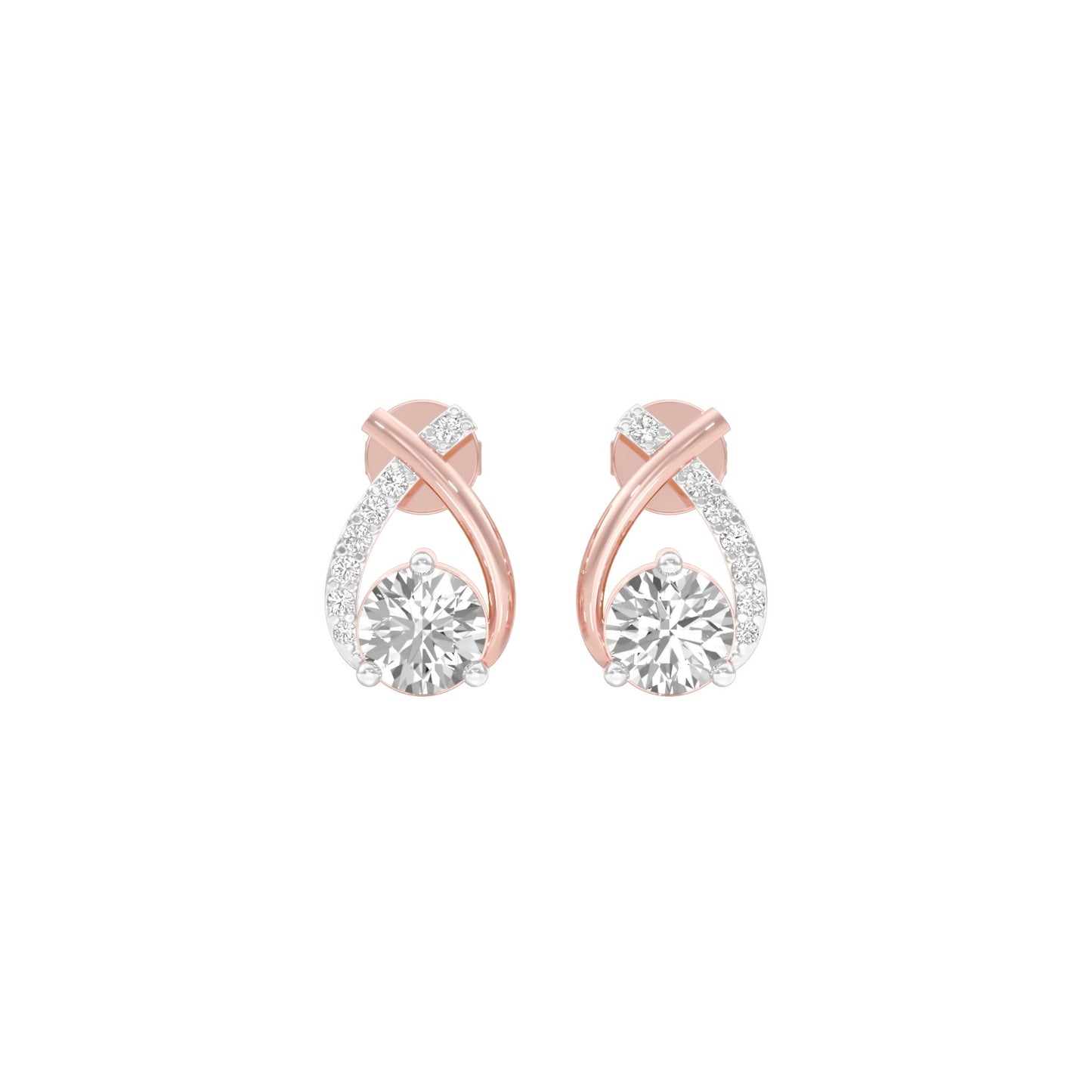 Unfolded Sparkle Diamond Stud Earrings 18 KT / Rose Gold