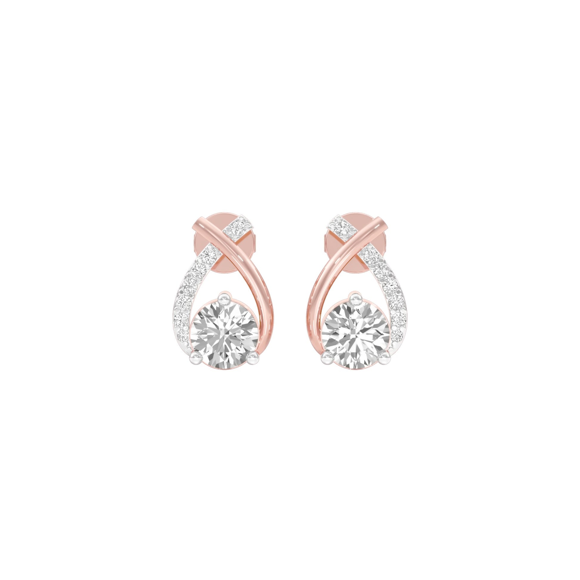 Unfolded Sparkle Diamond Stud Earrings 18 KT / Rose Gold