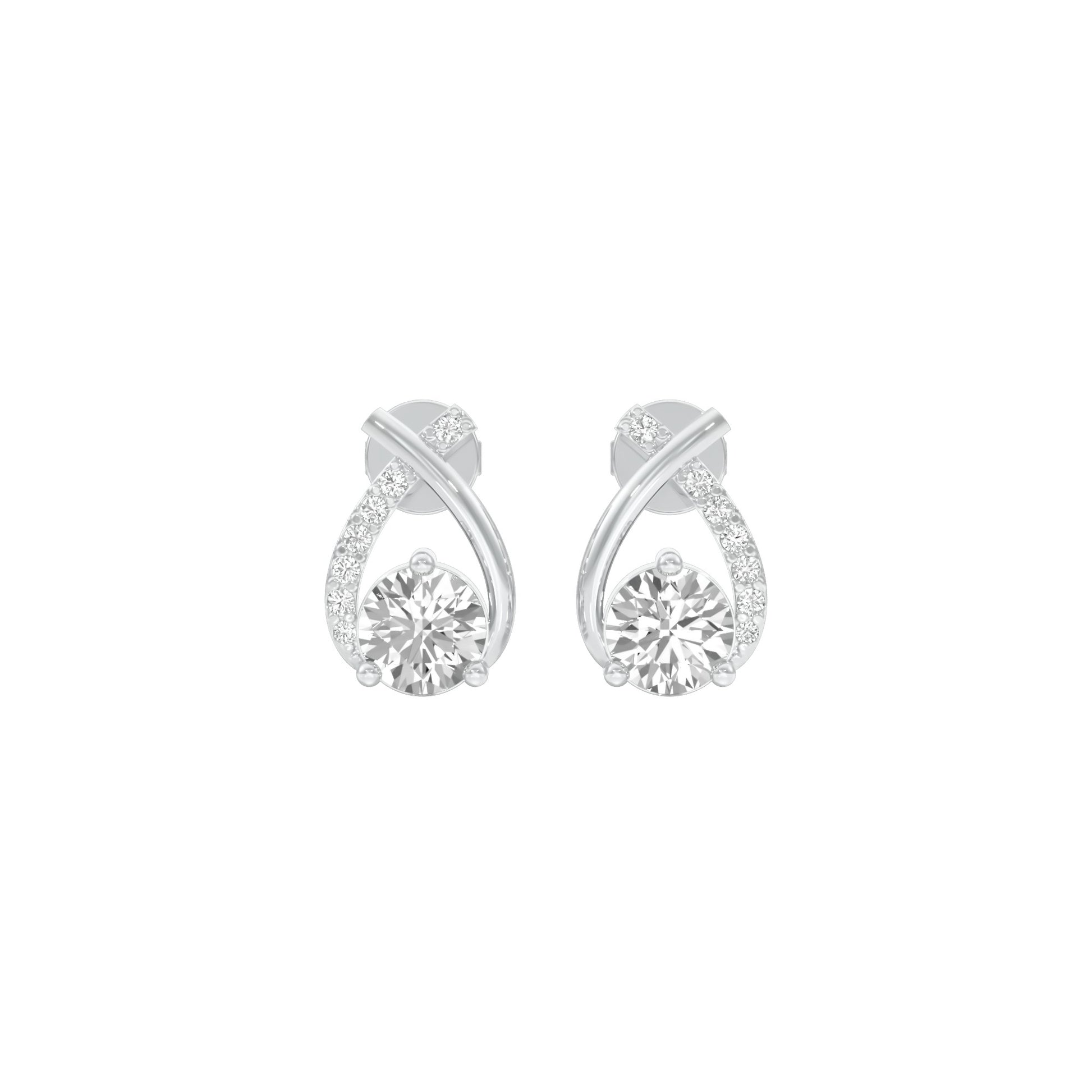 Unfolded Sparkle Diamond Stud Earrings 18 KT / White Gold