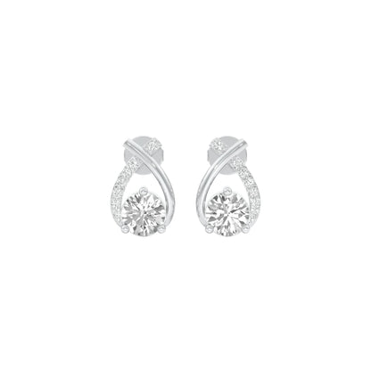 Unfolded Sparkle Diamond Stud Earrings 18 KT / White Gold