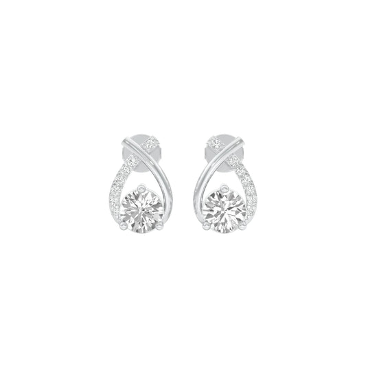 Unfolded Sparkle Diamond Stud Earrings 18 KT / White Gold