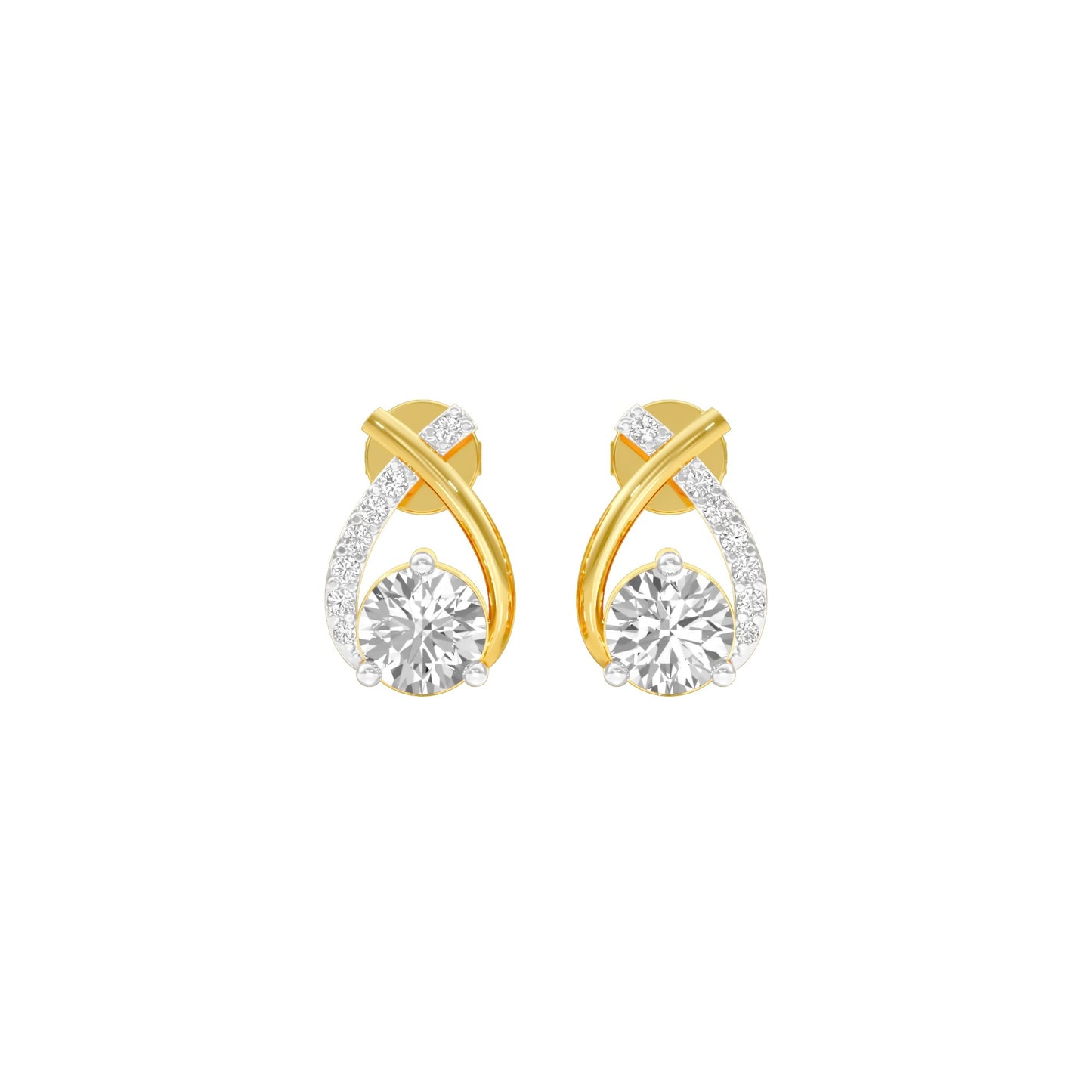 Unfolded Sparkle Diamond Stud Earrings 18 KT / Yellow Gold