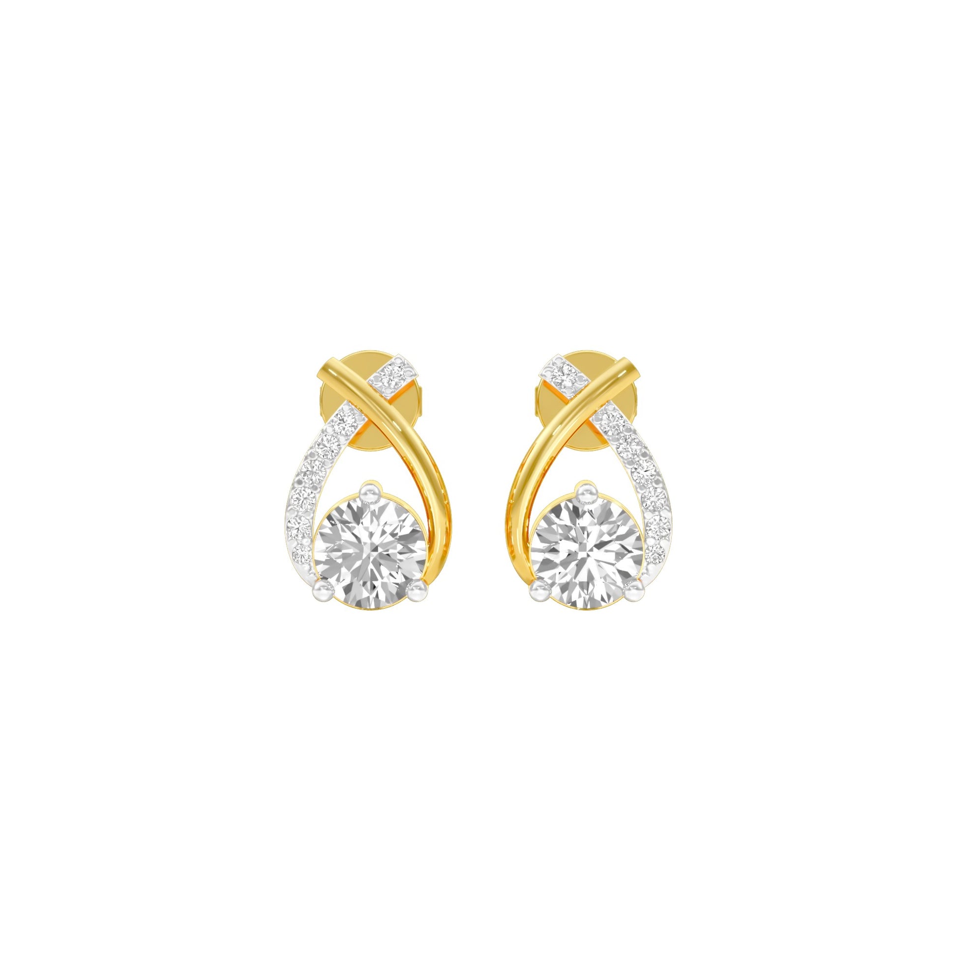 Unfolded Sparkle Diamond Stud Earrings 18 KT / Yellow Gold