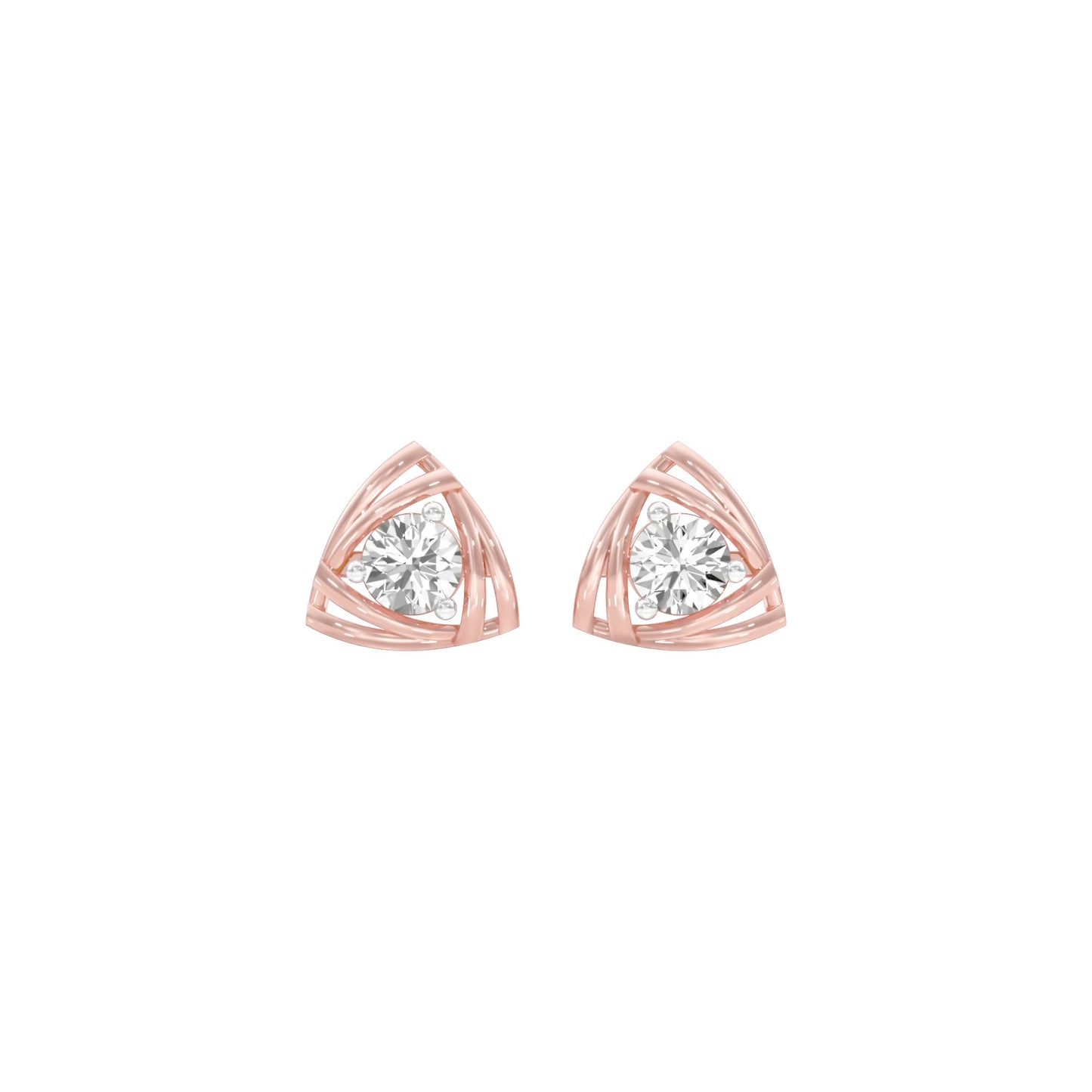 Prism Rolls Diamond Stud Earrings 18 KT / Rose Gold