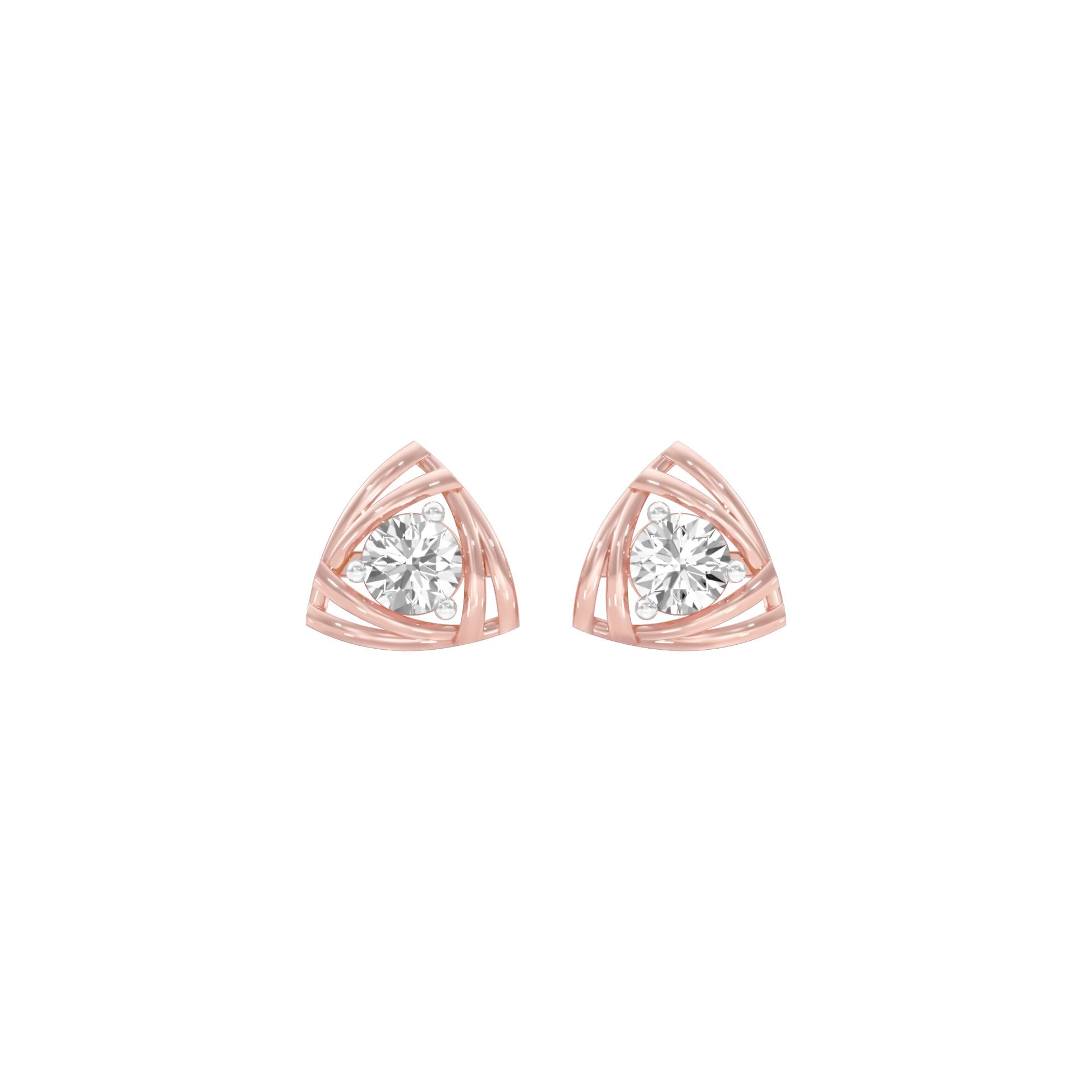 Prism Rolls Diamond Stud Earrings 18 KT / Rose Gold