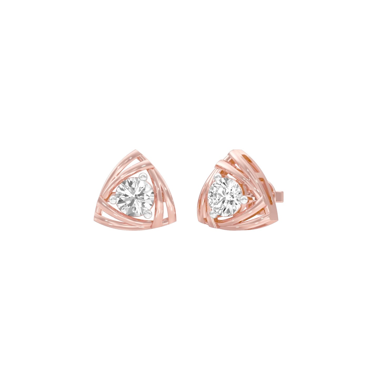 Prism Rolls Diamond Stud Earrings 18 KT / Rose Gold