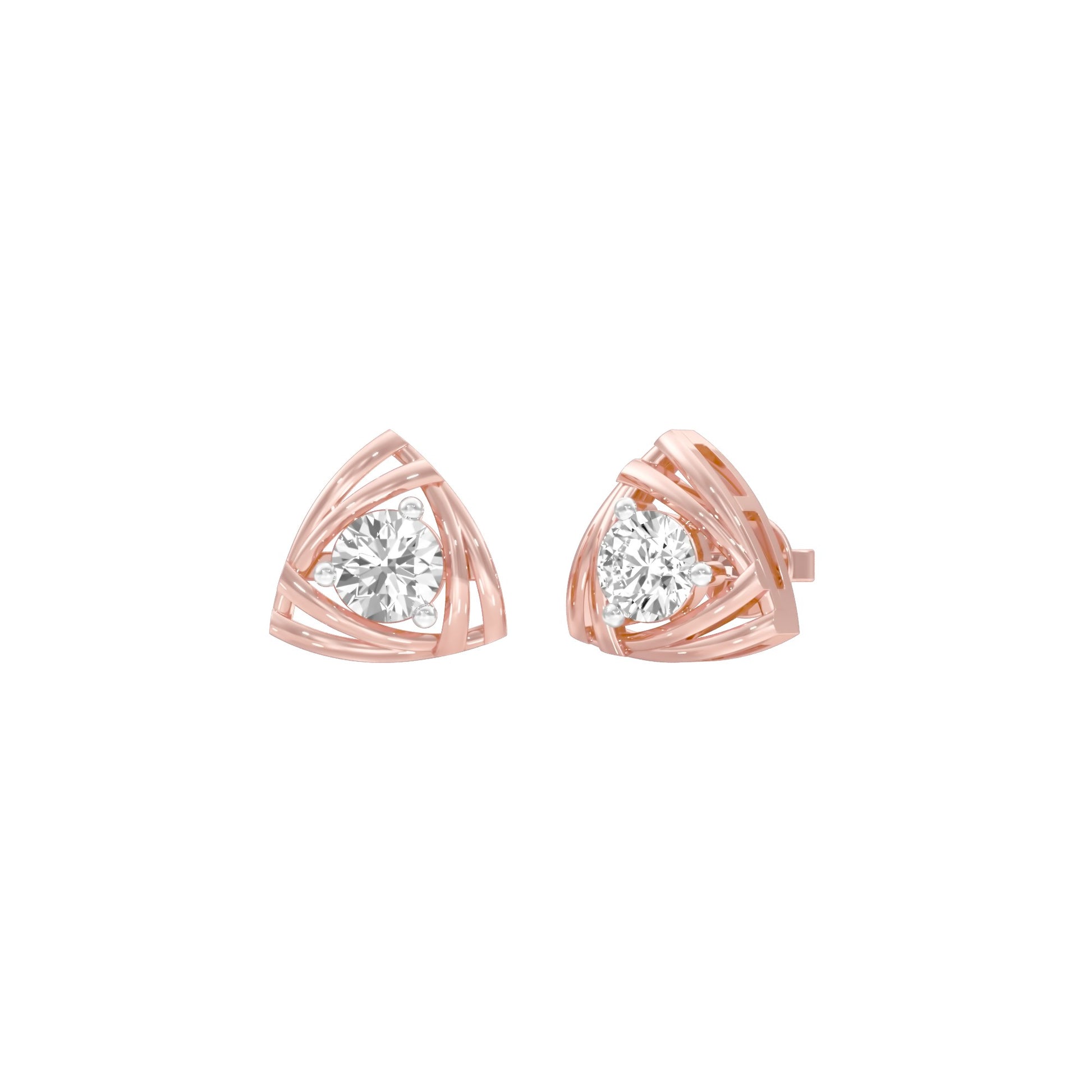 Prism Rolls Diamond Stud Earrings 18 KT / Rose Gold