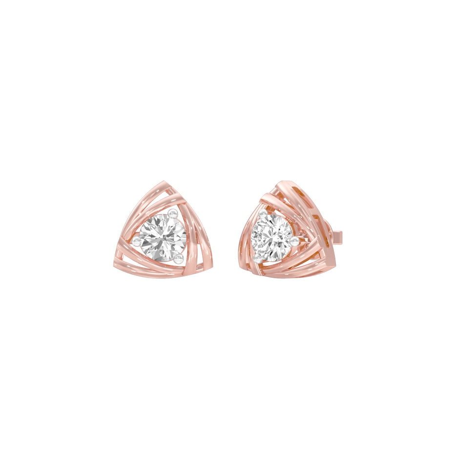 Prism Rolls Diamond Stud Earrings 18 KT / Rose Gold