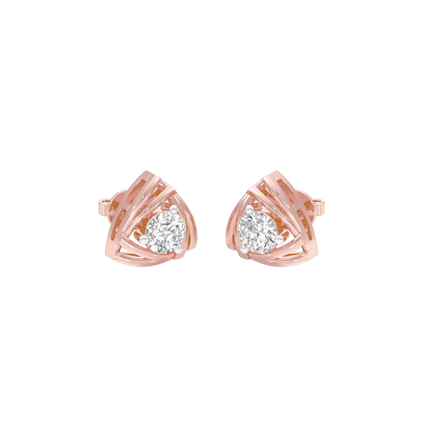 Prism Rolls Diamond Stud Earrings 18 KT / Rose Gold