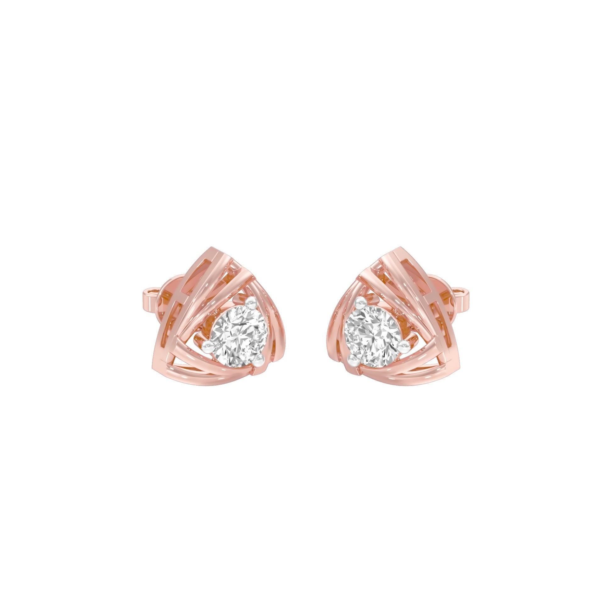 Prism Rolls Diamond Stud Earrings 18 KT / Rose Gold
