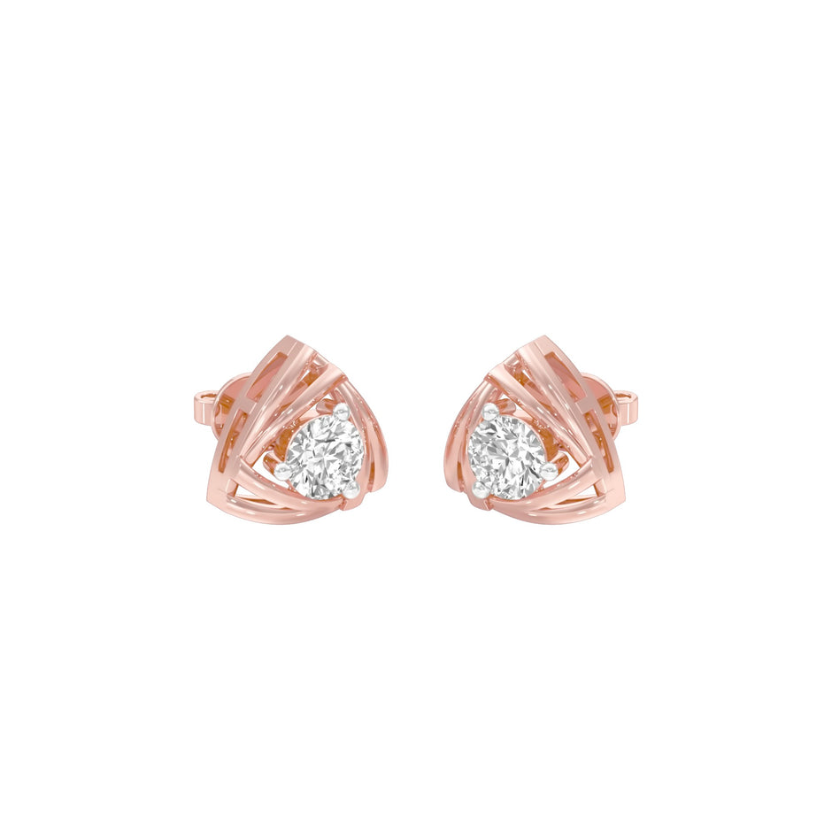 Prism Rolls Diamond Stud Earrings 18 KT / Rose Gold