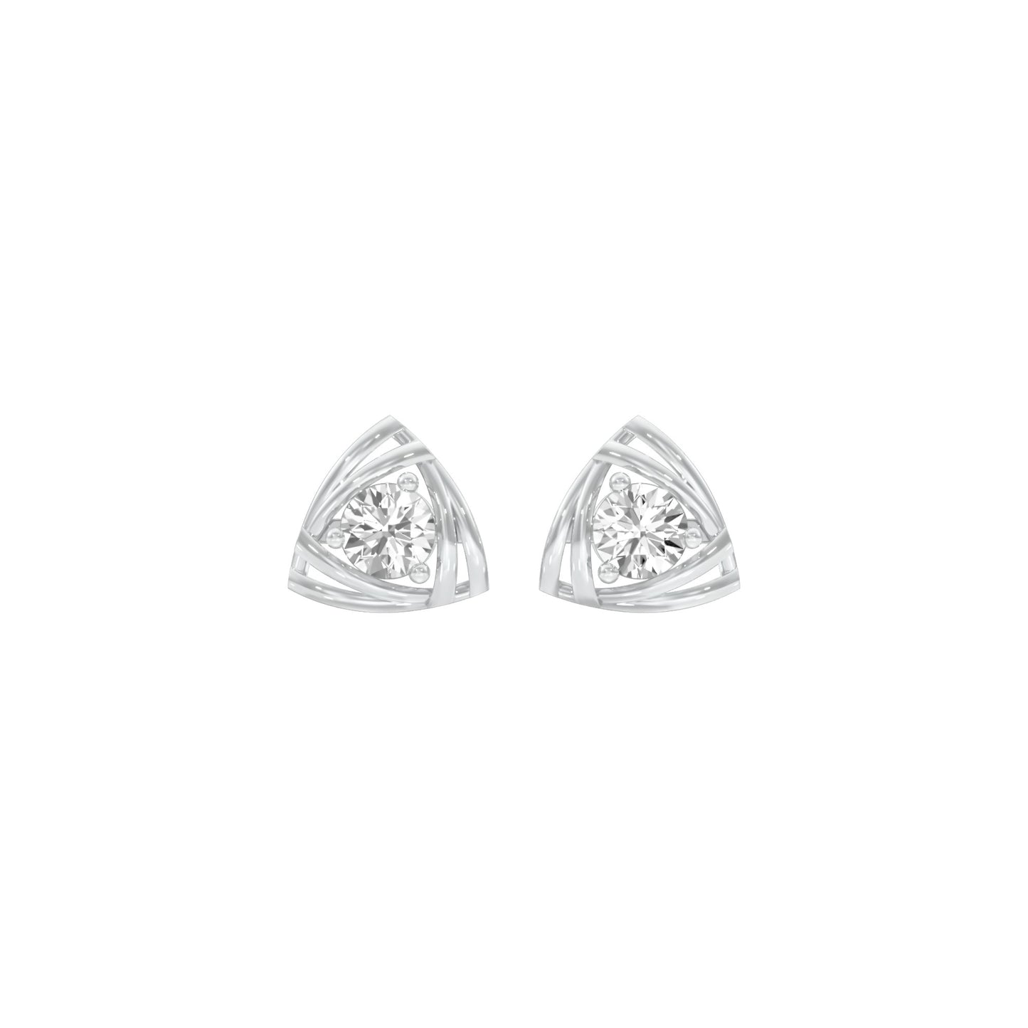 Prism Rolls Diamond Stud Earrings 18 KT / White Gold