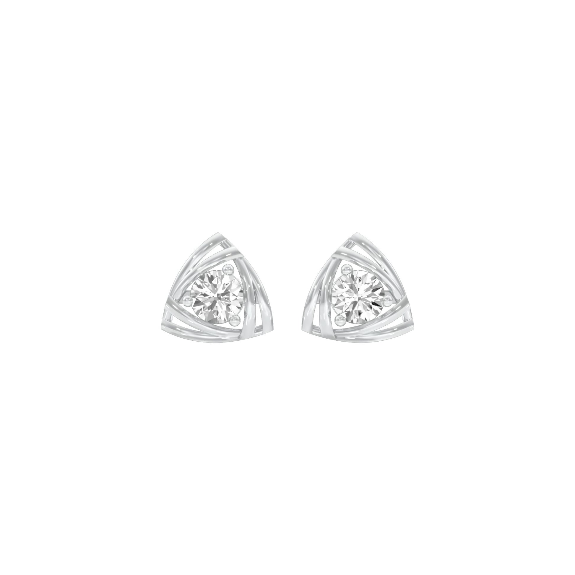 Prism Rolls Diamond Stud Earrings 18 KT / White Gold