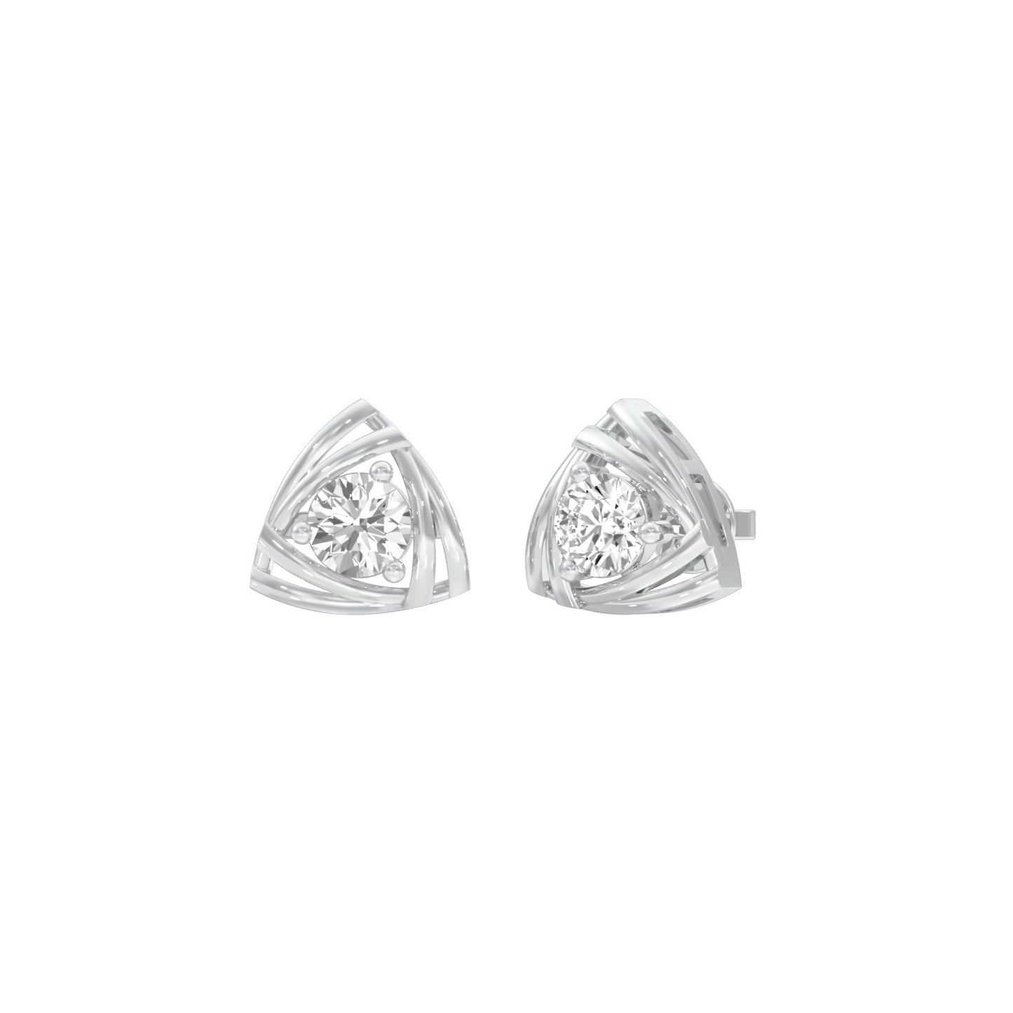 Prism Rolls Diamond Stud Earrings 18 KT / White Gold