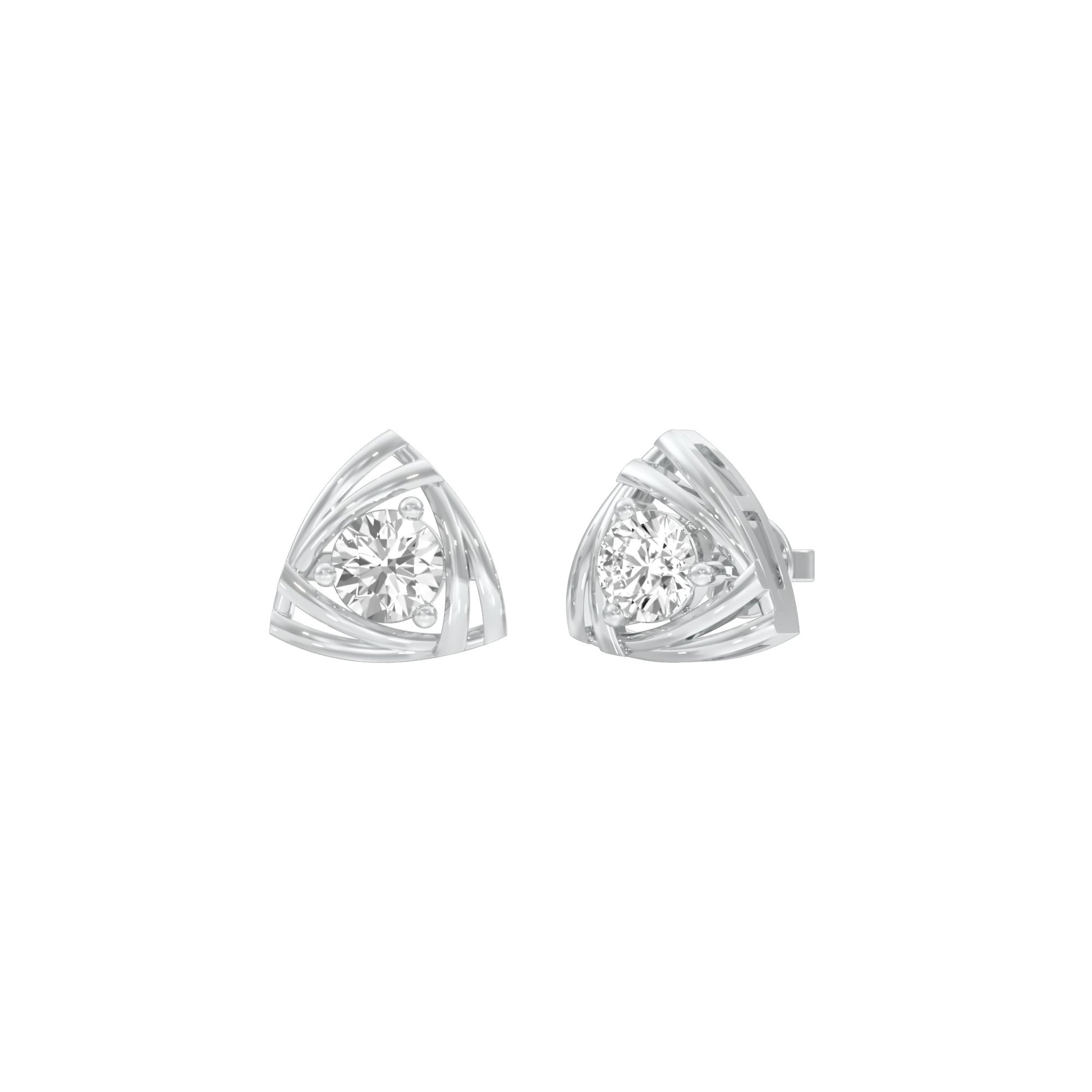 Prism Rolls Diamond Stud Earrings 18 KT / White Gold