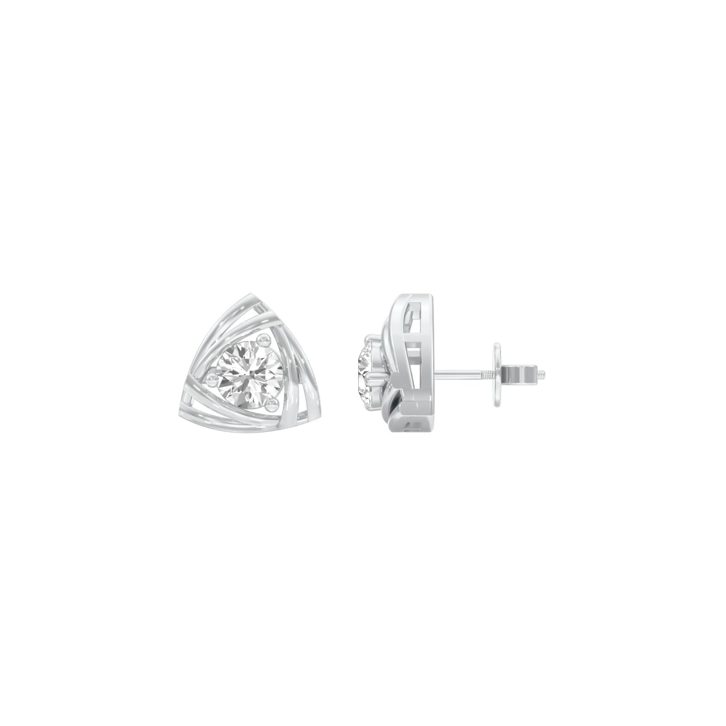 Prism Rolls Diamond Stud Earrings 18 KT / White Gold
