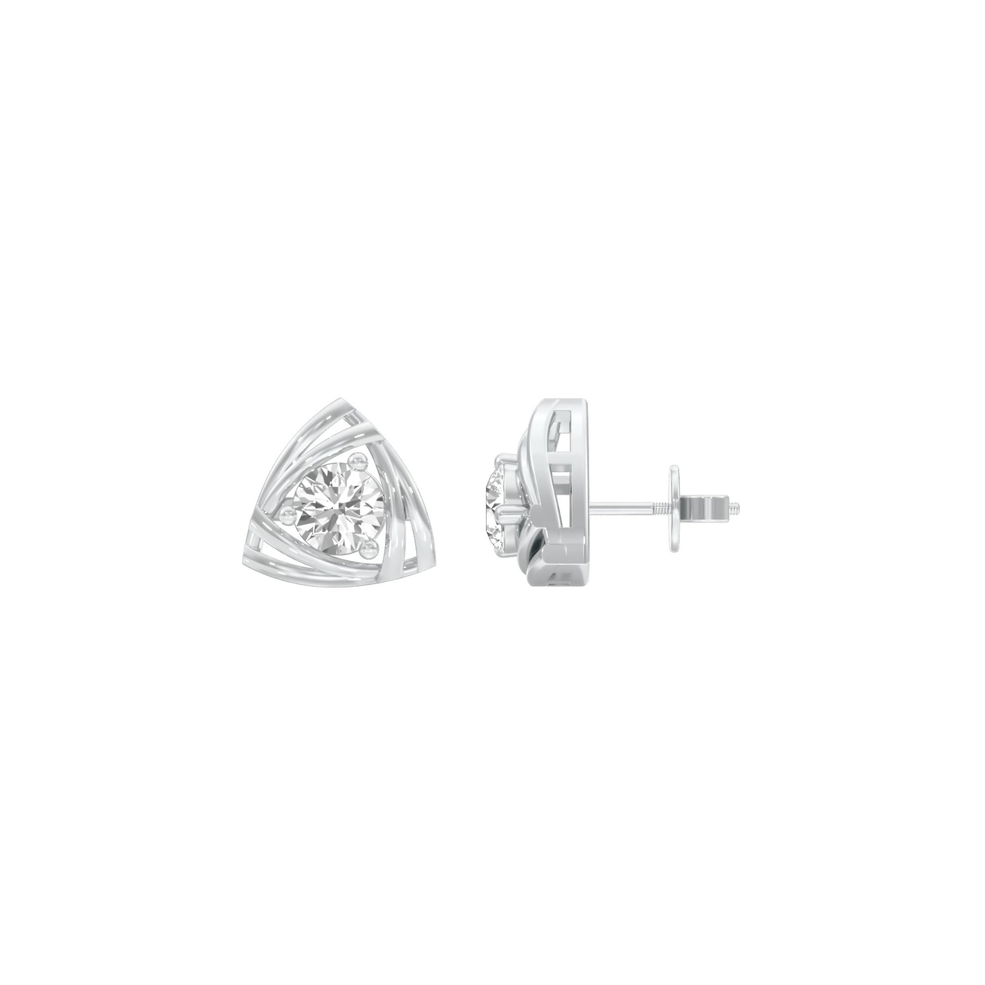 Prism Rolls Diamond Stud Earrings 18 KT / White Gold